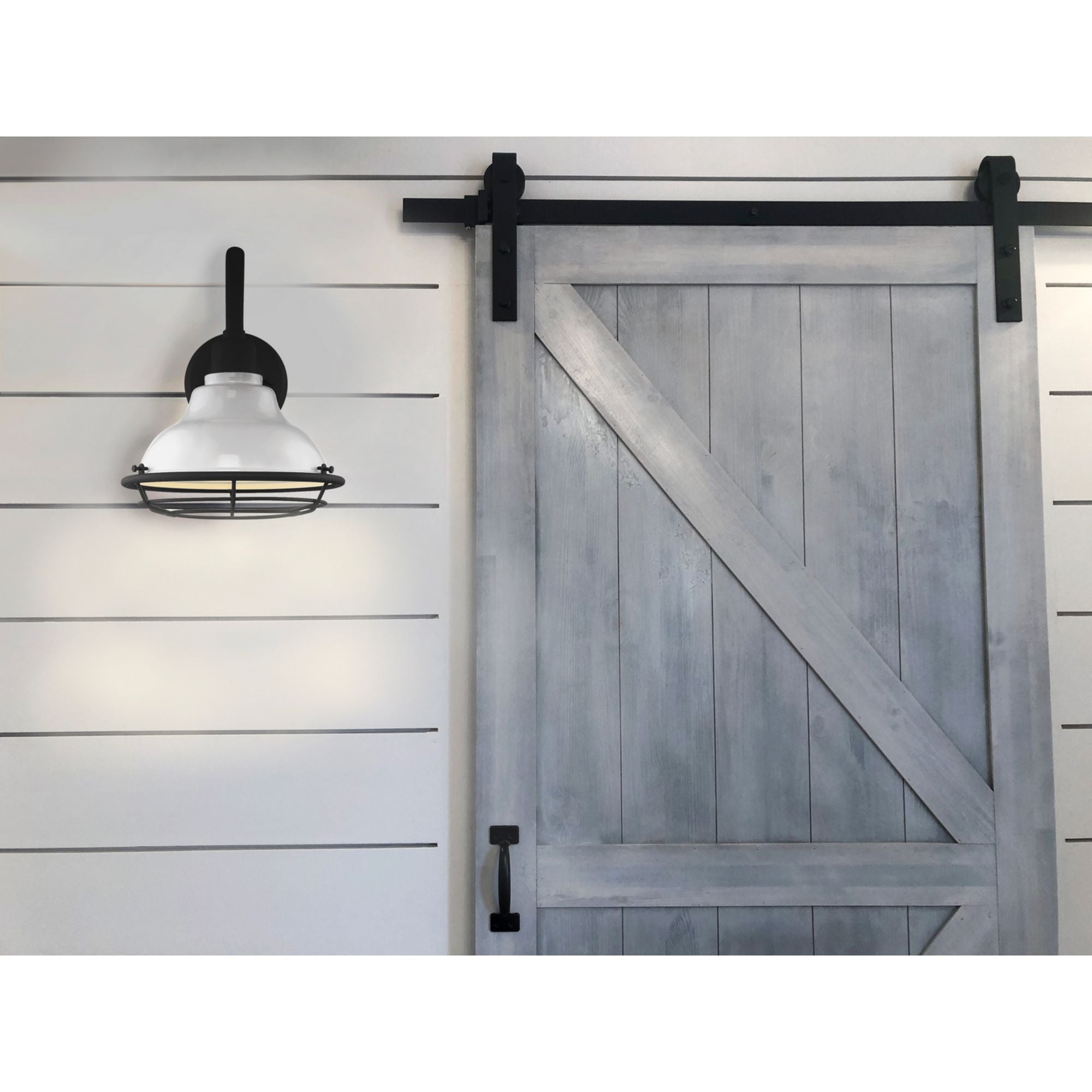 Newbridge 14" Outdoor Wall Mount, Gloss White / Textured Black Finish - Bees Lighting