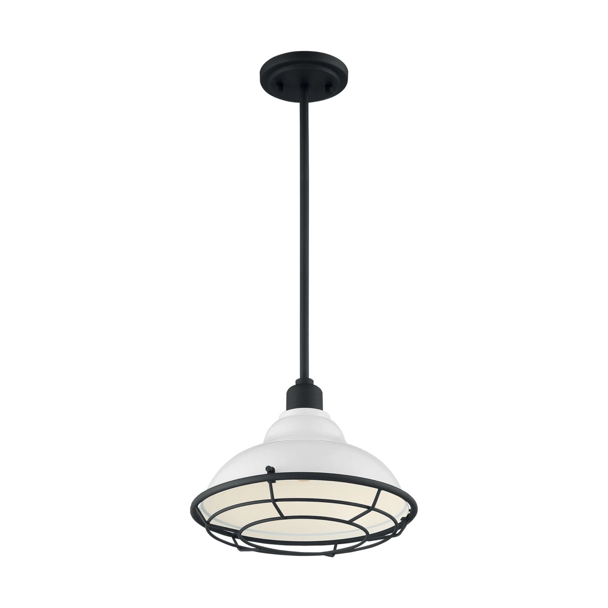 Newbridge 12" Pendant, Gloss White / Black Finish - Bees Lighting
