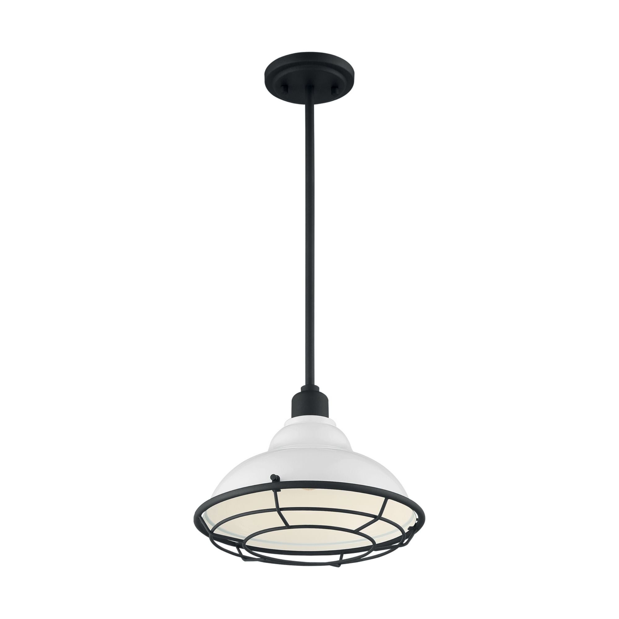 Newbridge 12" Pendant, Gloss White / Black Finish - Bees Lighting