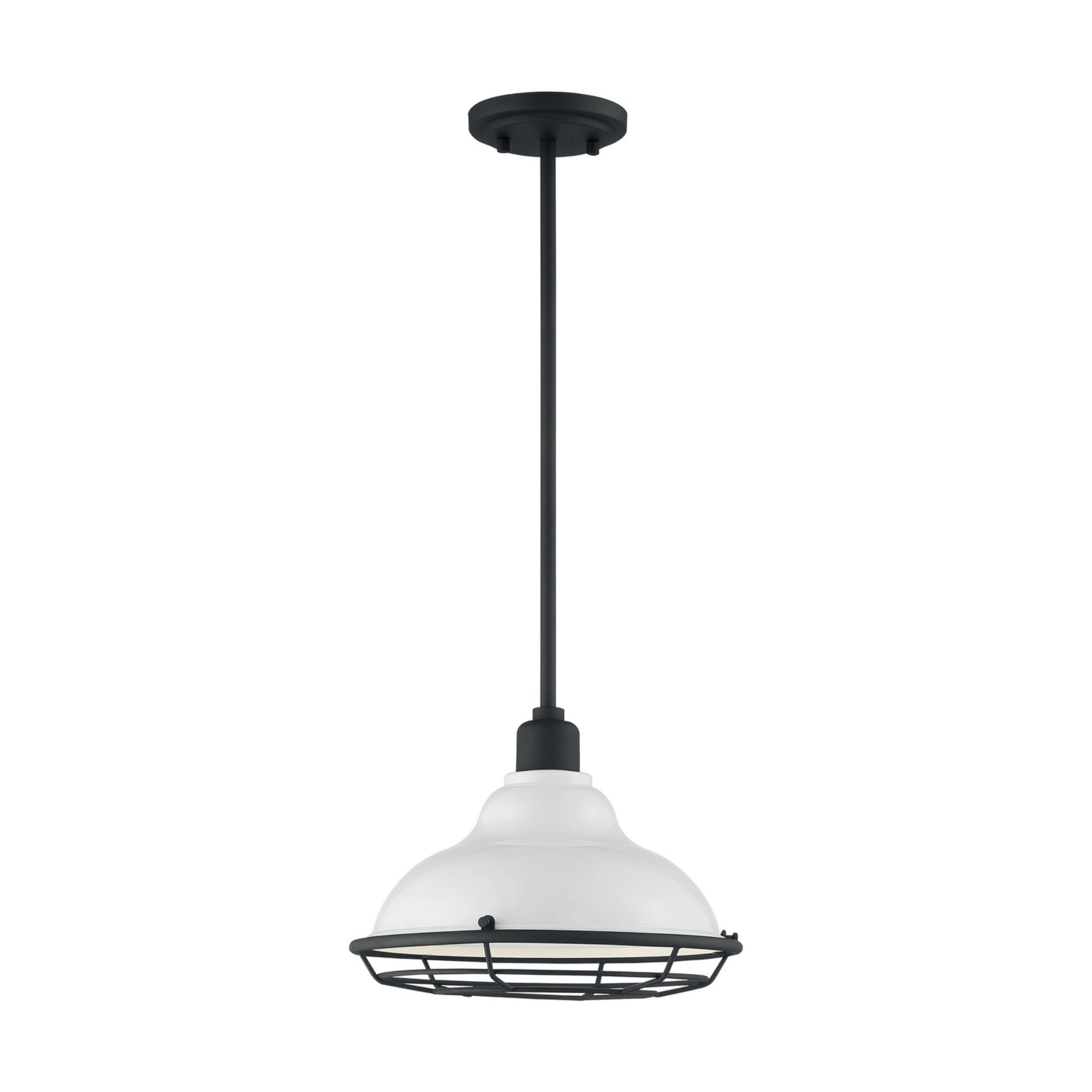 Newbridge 12" Pendant, Gloss White / Black Finish - Bees Lighting