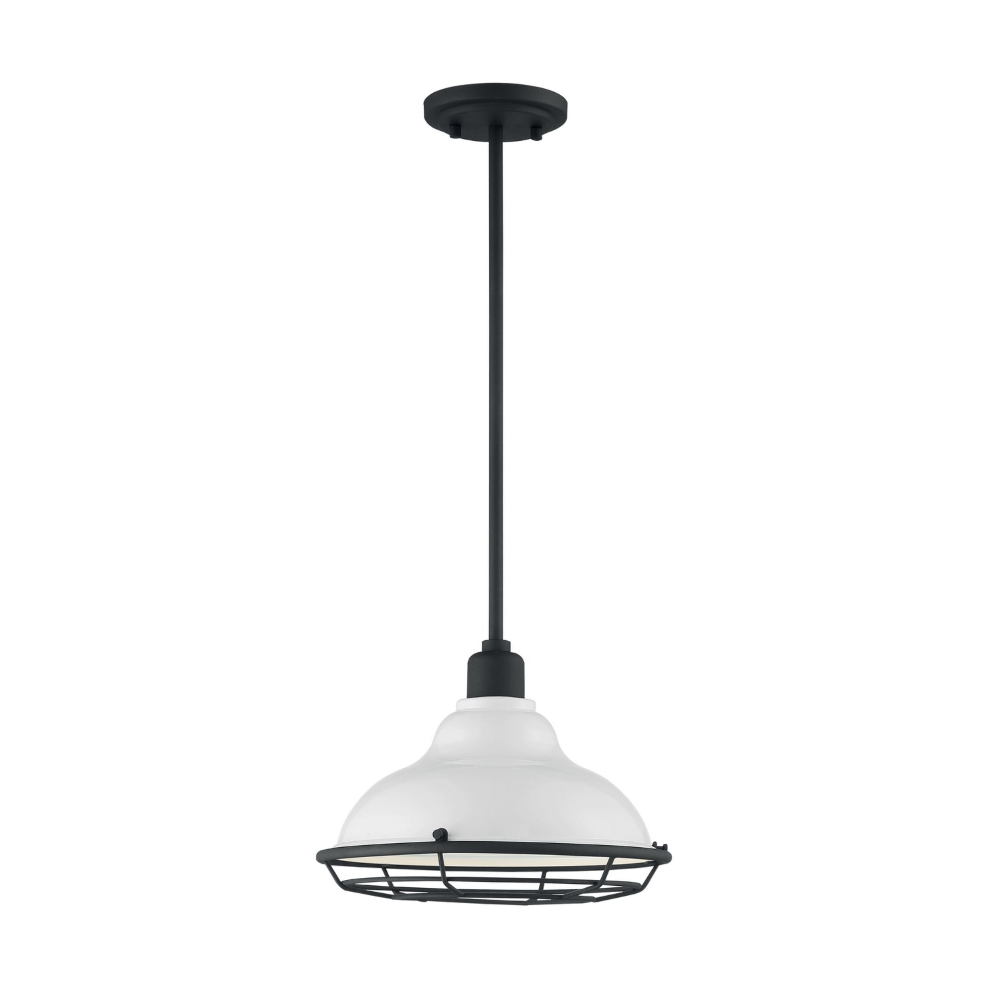 Newbridge 12" Pendant, Gloss White / Black Finish - Bees Lighting