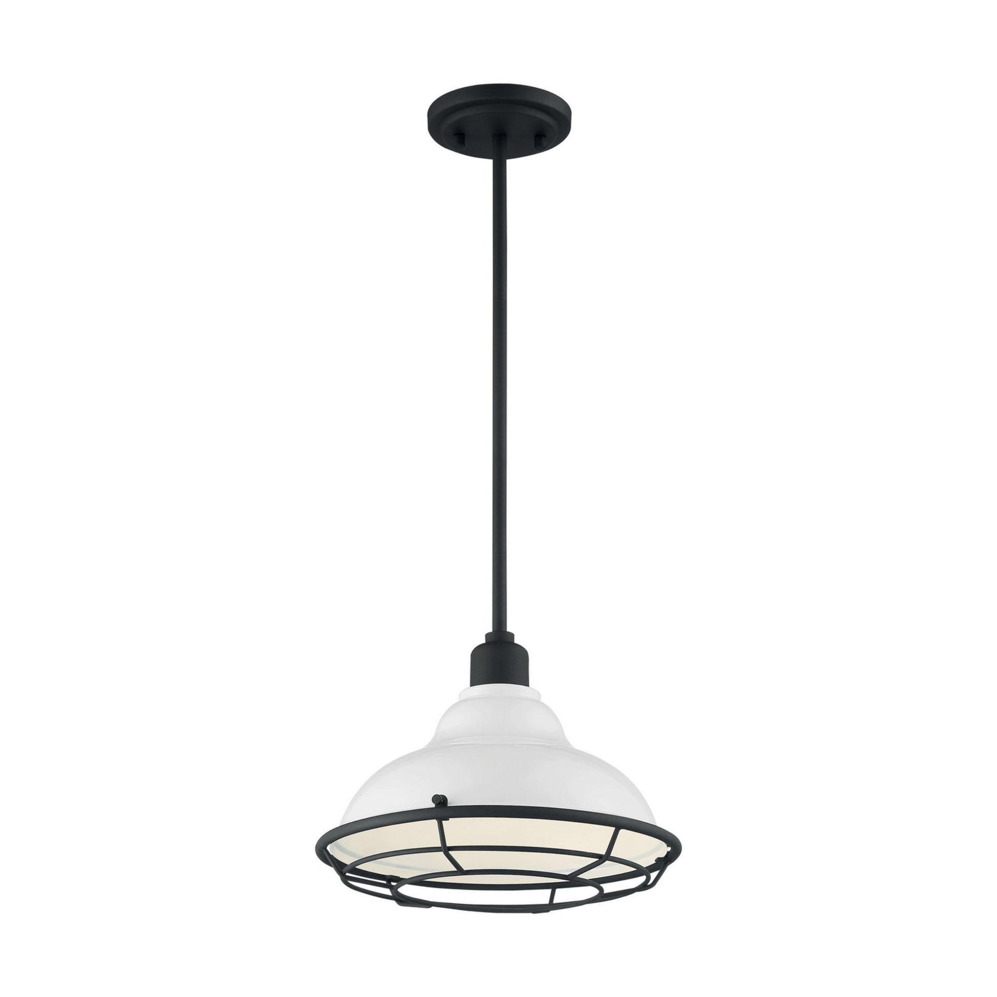 Newbridge 12" Pendant, Gloss White / Black Finish - Bees Lighting