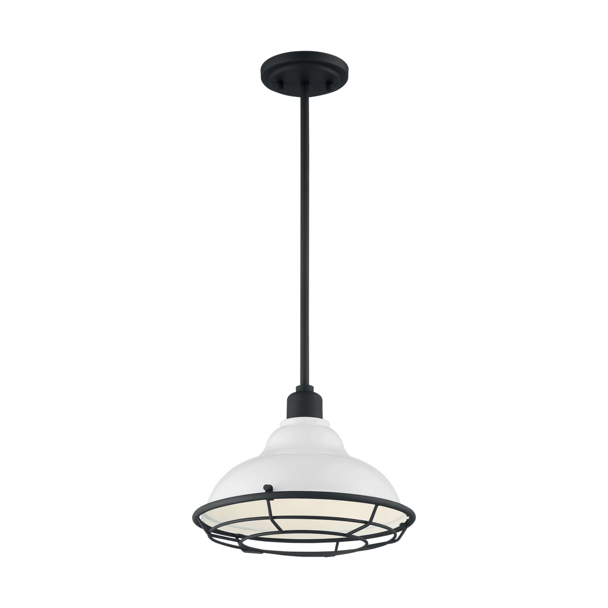 Newbridge 12" Pendant, Gloss White / Black Finish - Bees Lighting