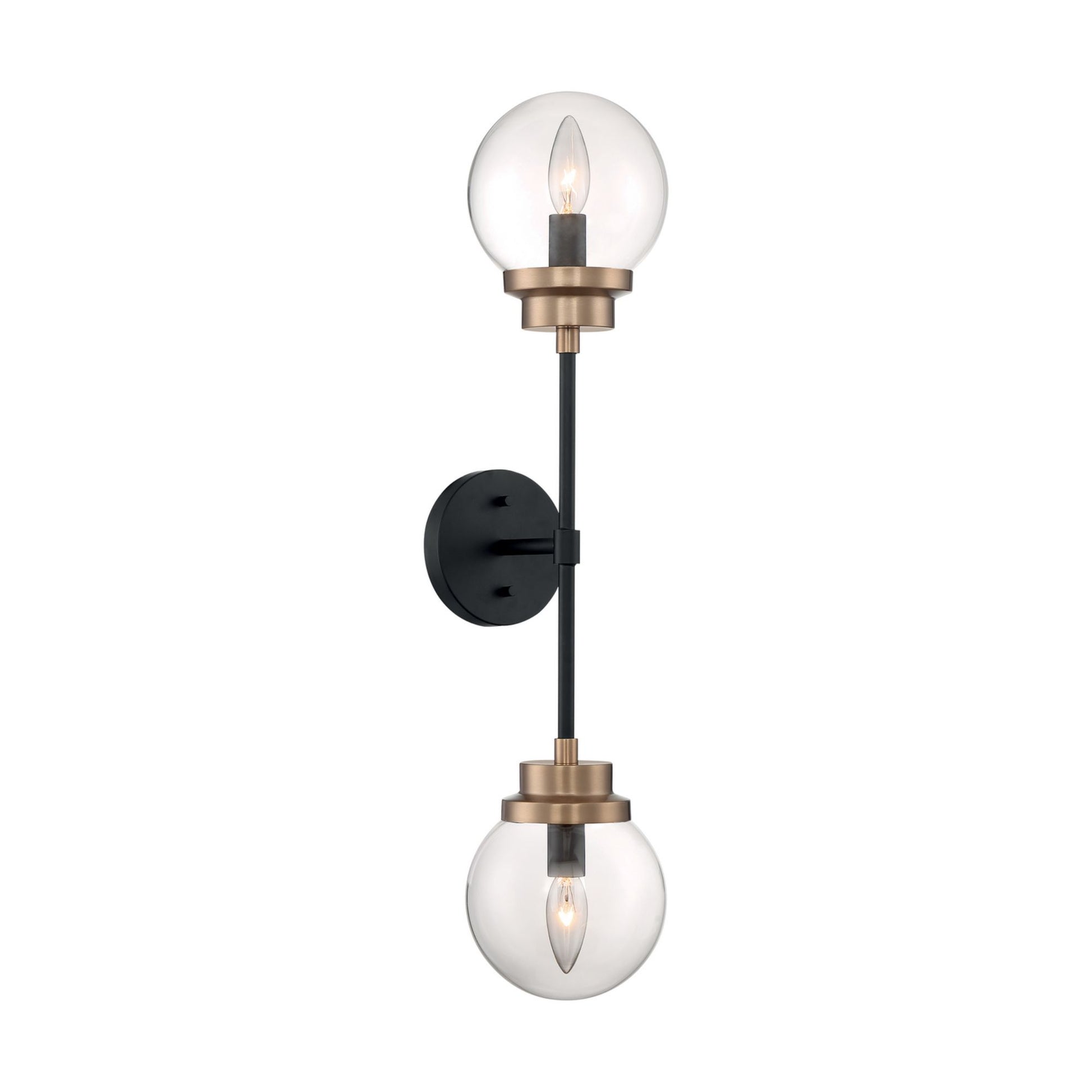 Axis 26" 2 Lights Armed Sconce, Black and Brass Finish - Bees Lighting