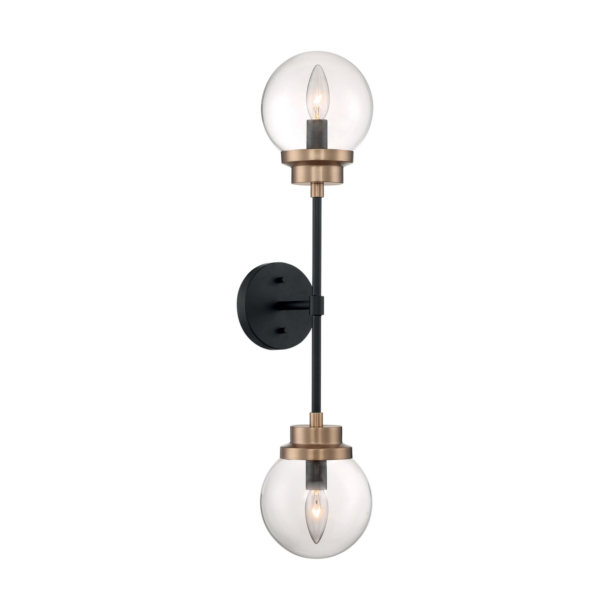 Axis 26 In. 2 Lights Armed Sconce Black and Brass Finish