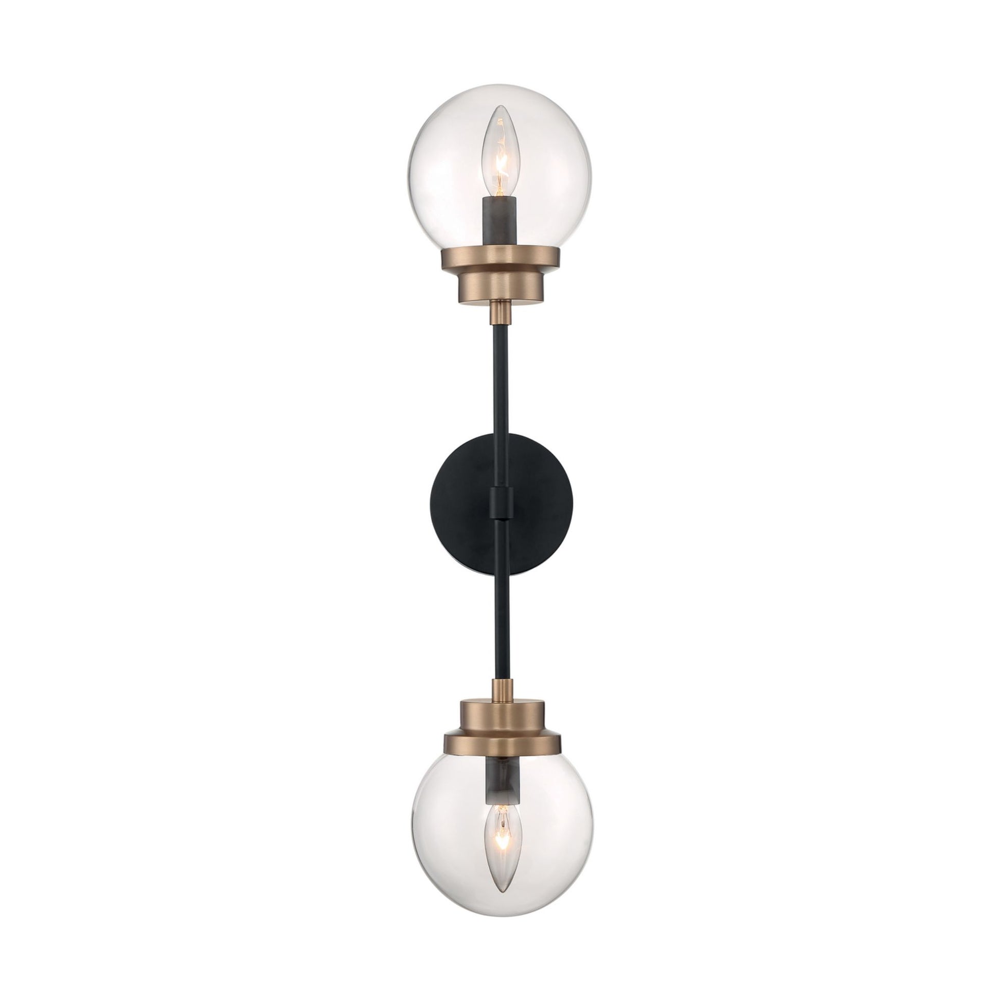Axis 26" 2 Lights Armed Sconce, Black and Brass Finish - Bees Lighting