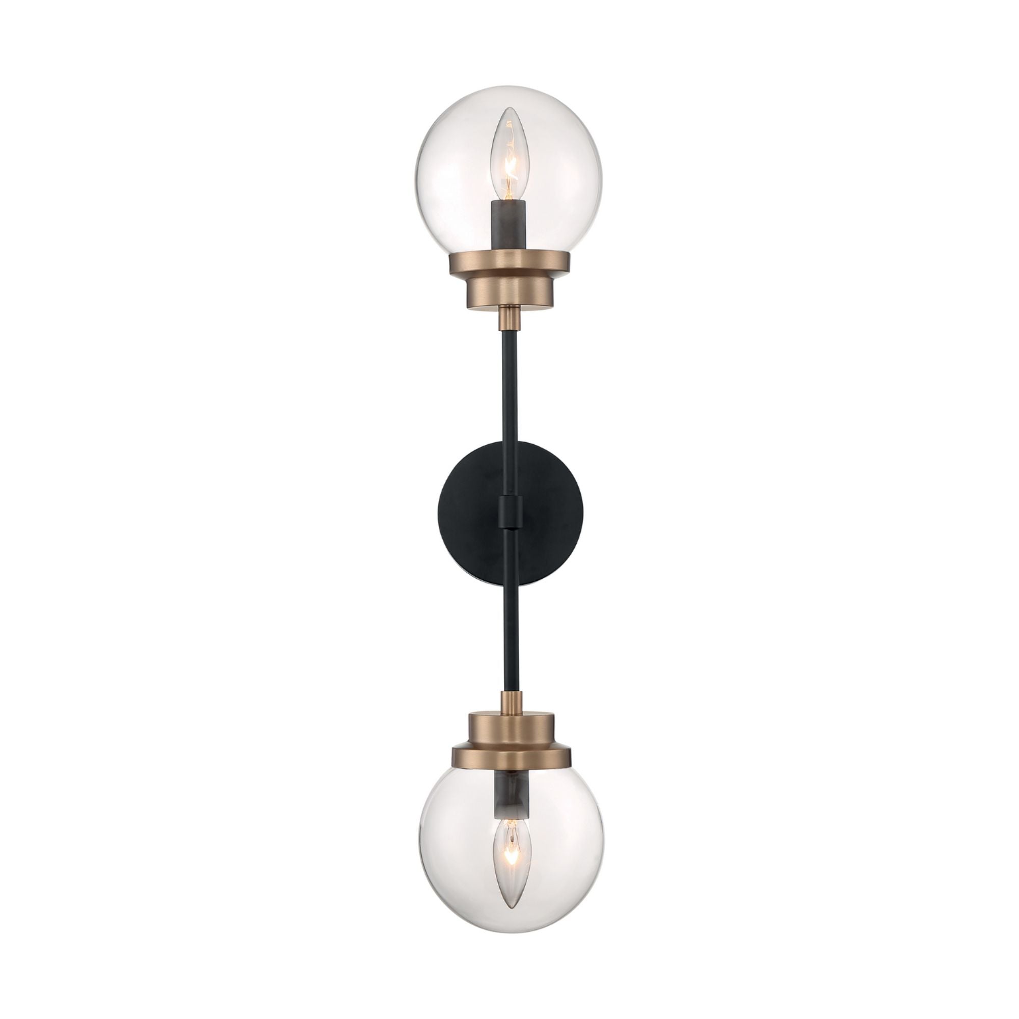 Axis 26" 2 Lights Armed Sconce, Black and Brass Finish - Bees Lighting