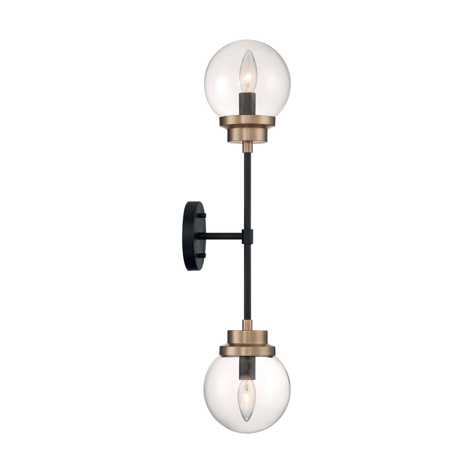 Axis 26" 2 Lights Armed Sconce, Black and Brass Finish - Bees Lighting