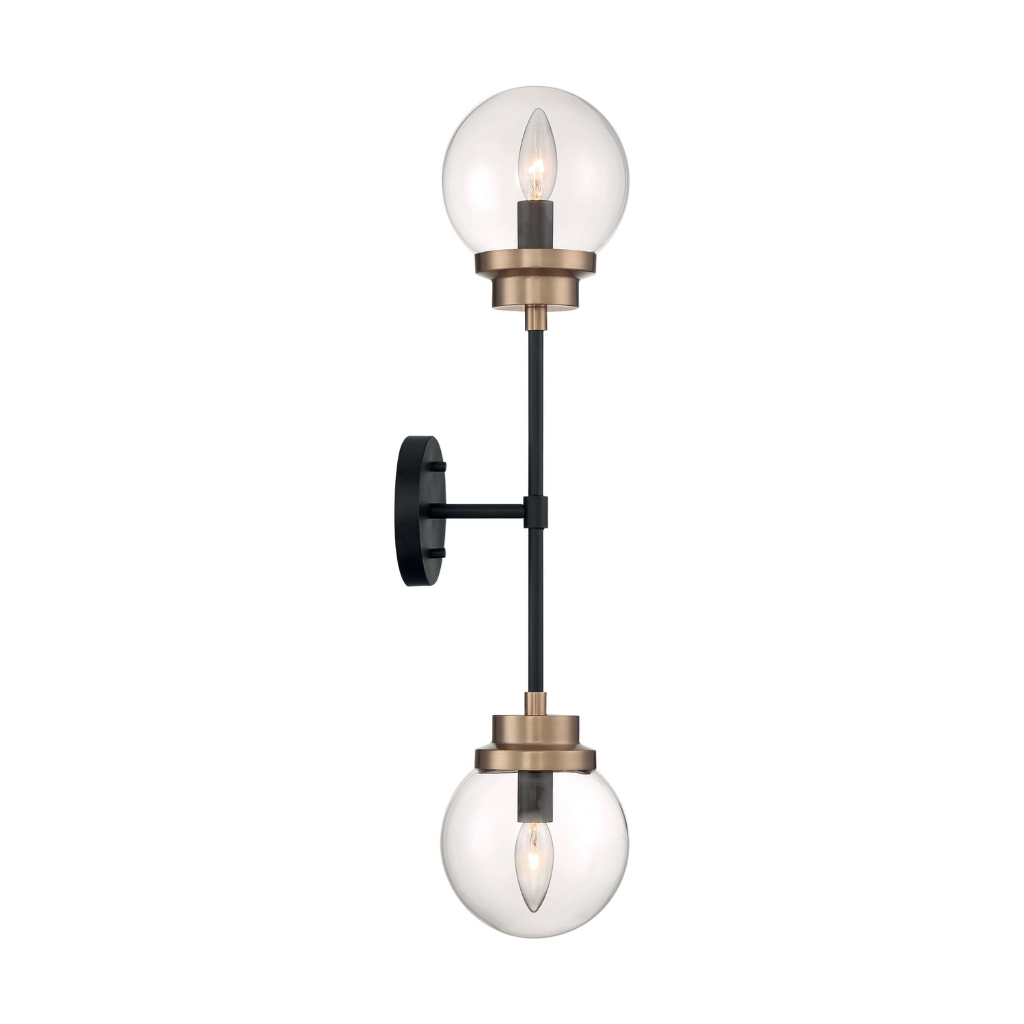Axis 26" 2 Lights Armed Sconce, Black and Brass Finish - Bees Lighting