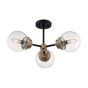 Axis 23 in. 3 Lights Semi Flush Mount Light, Clear Glass - Bees Lighting