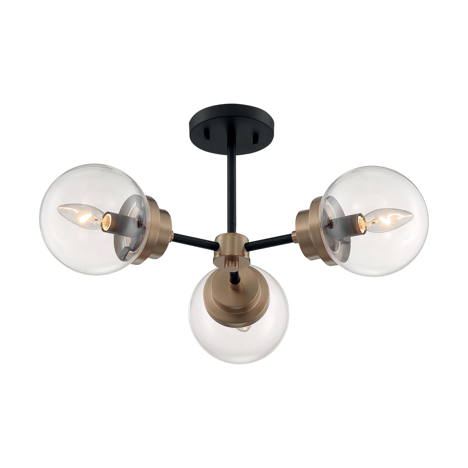 Axis 23 in. 3 Lights Semi Flush Mount Light, Clear Glass - Bees Lighting