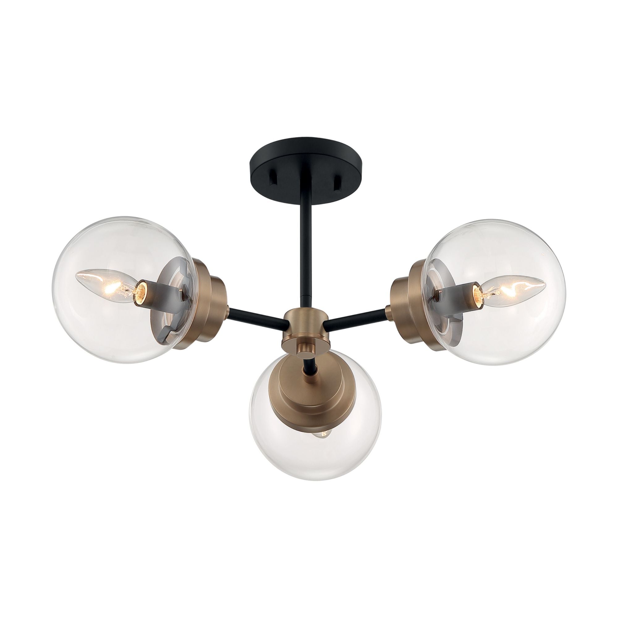 Axis 23 in. 3 Lights Semi Flush Mount Light, Clear Glass - Bees Lighting