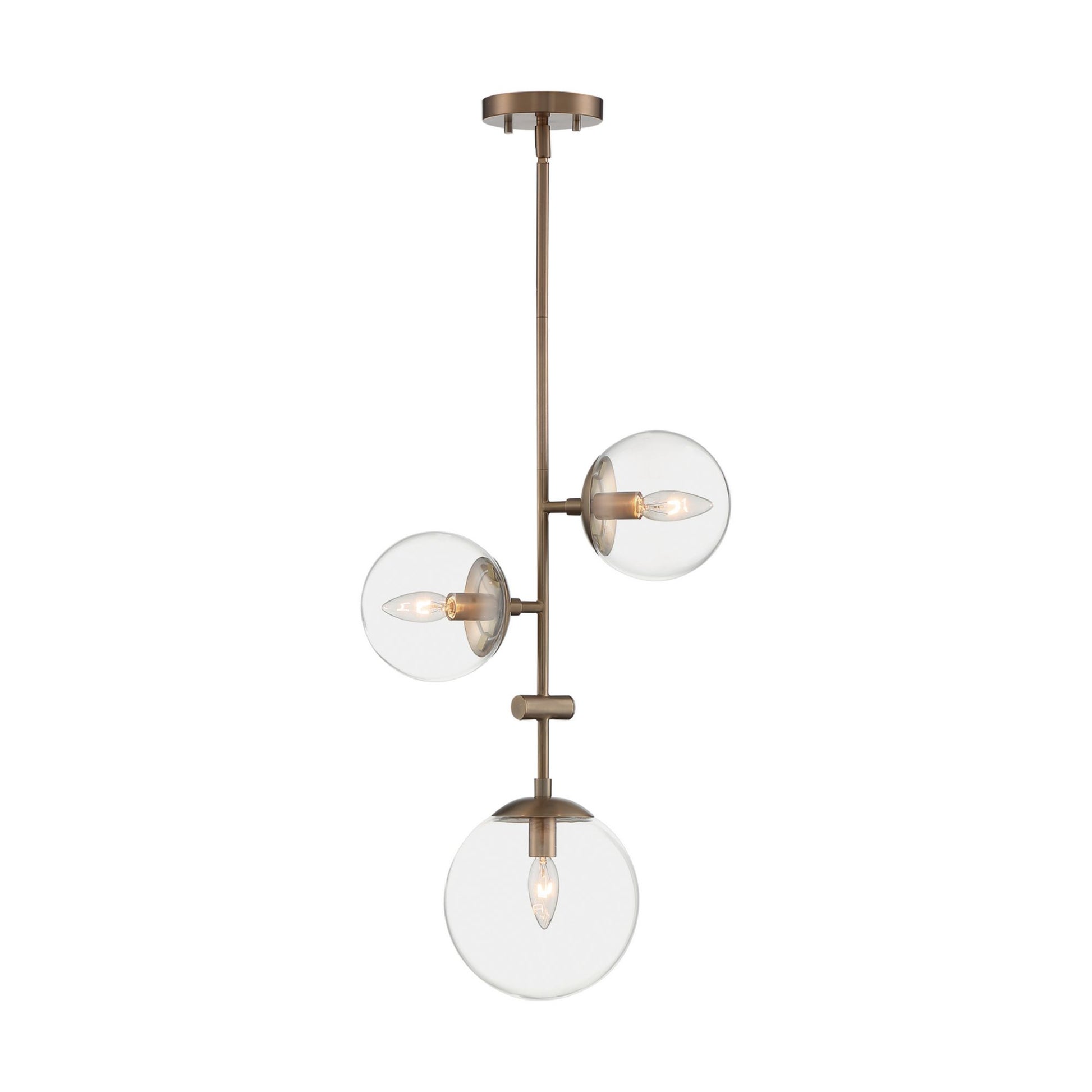 Sky 15" 3 Lights Pendant, Brass Finish - Bees Lighting