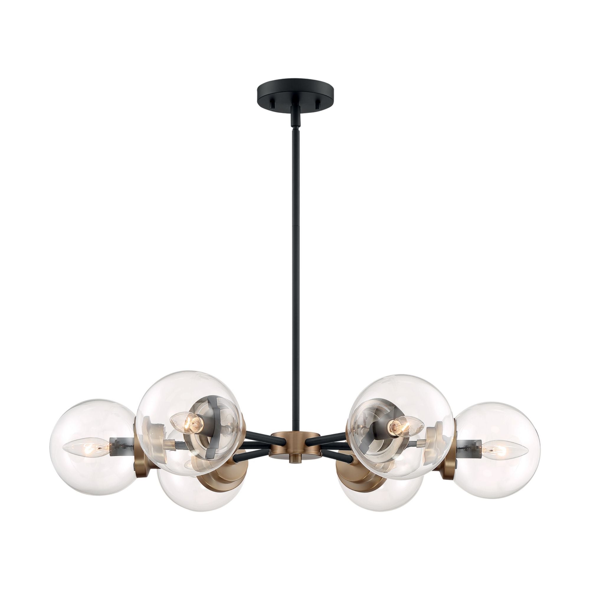 Axis 30" 6 Lights Chandelier, Black & Brass Finish - Bees Lighting