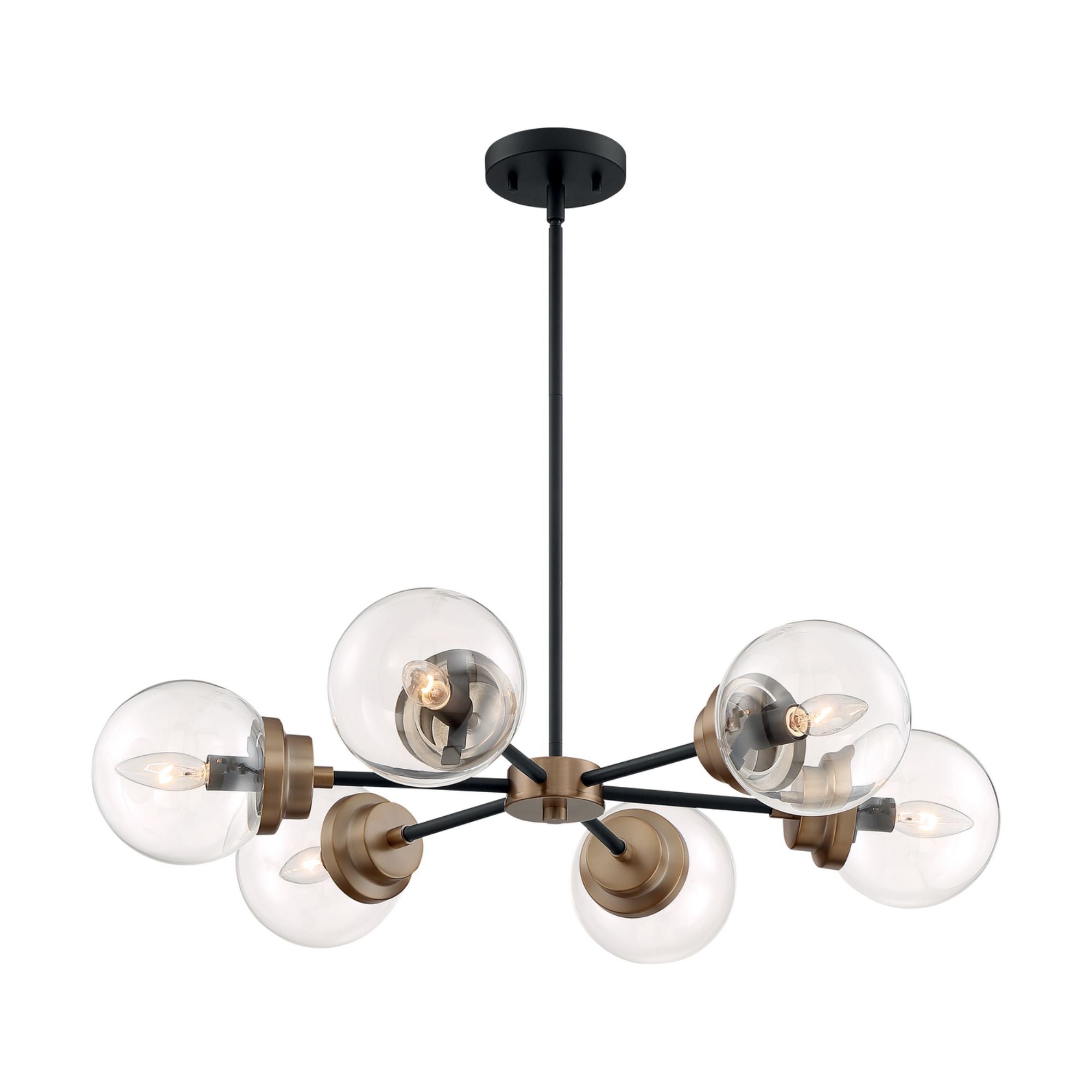 Axis 30" 6 Lights Chandelier, Black & Brass Finish - Bees Lighting