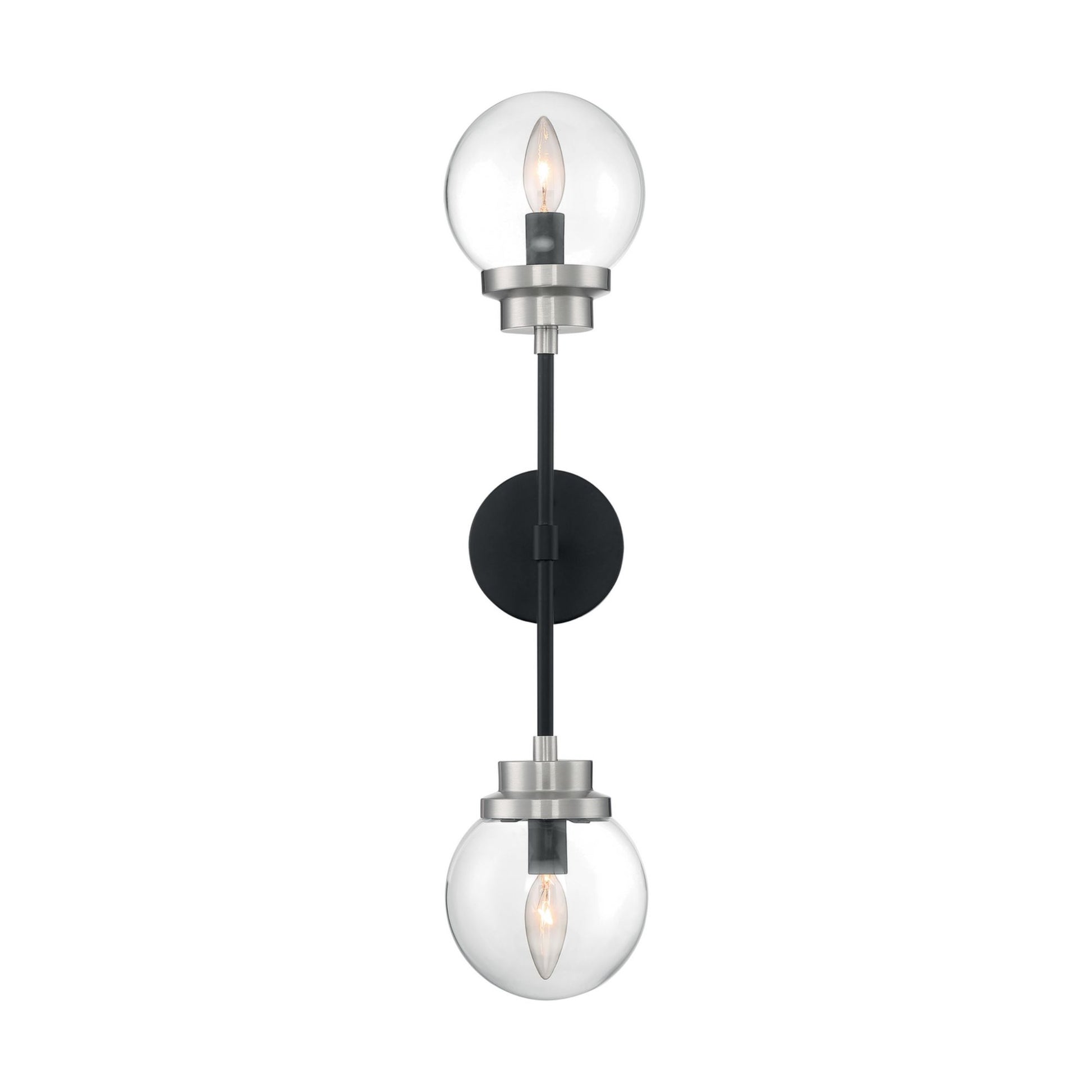 Axis 26" 2 Lights Armed Sconce, Black and Nickel Finish - Bees Lighting