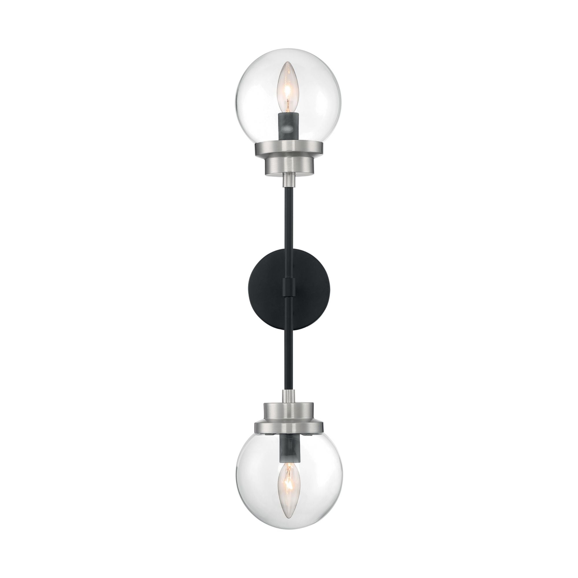Axis 26" 2 Lights Armed Sconce, Black and Nickel Finish - Bees Lighting