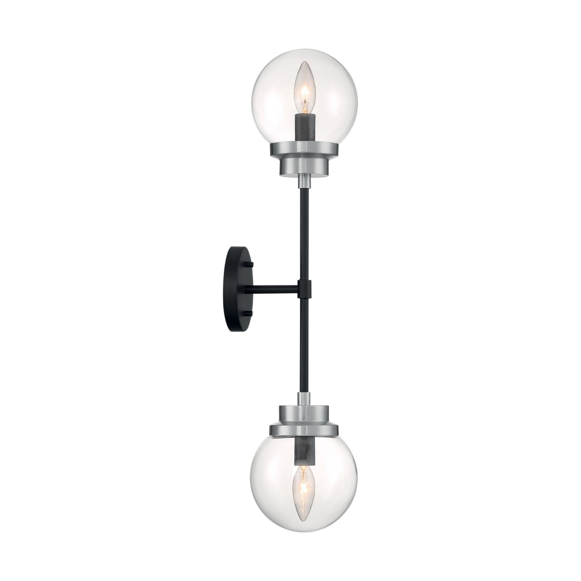 Axis 26" 2 Lights Armed Sconce, Black and Nickel Finish - Bees Lighting