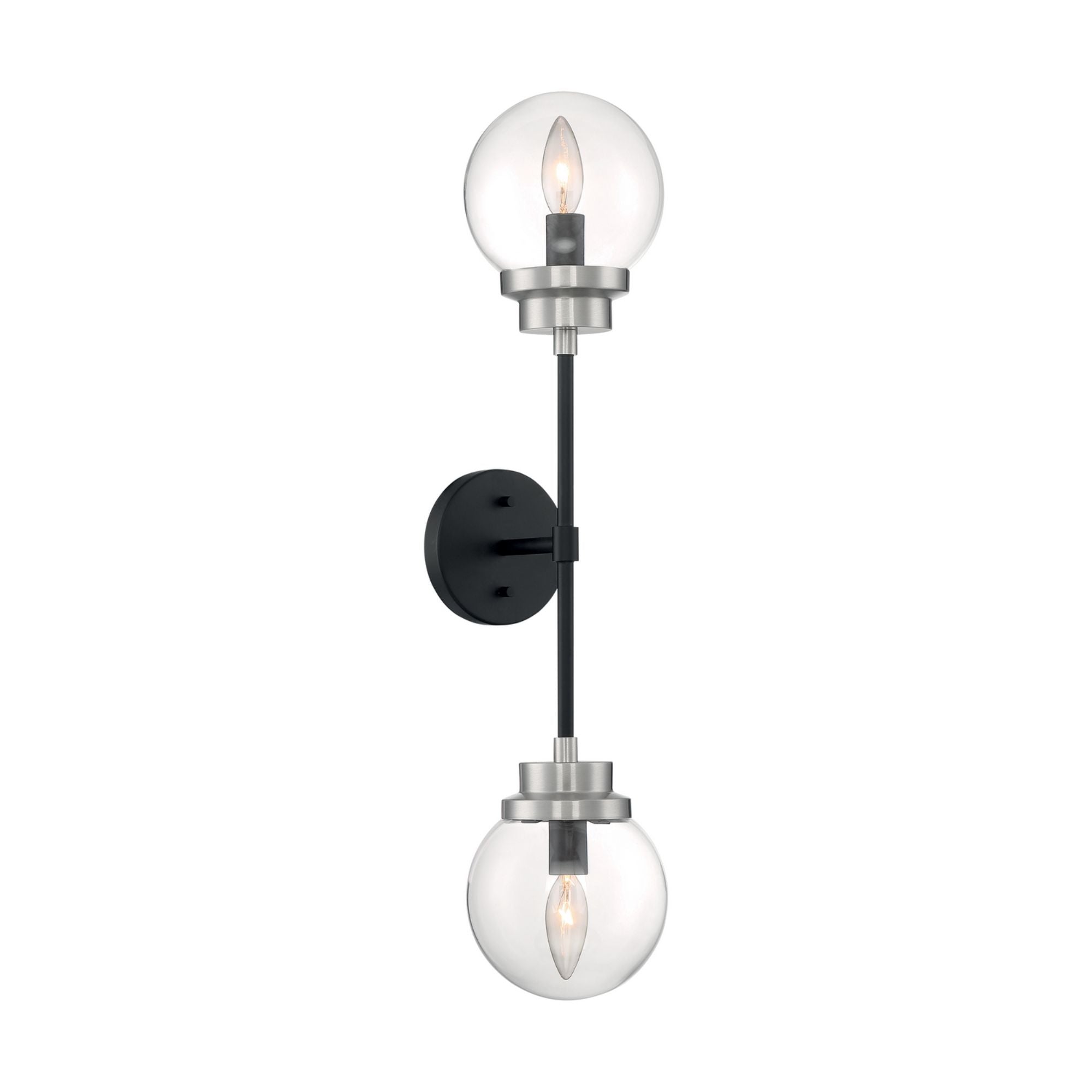 Axis 26 In. 2 Lights Armed Sconce Black and Nickel Finish