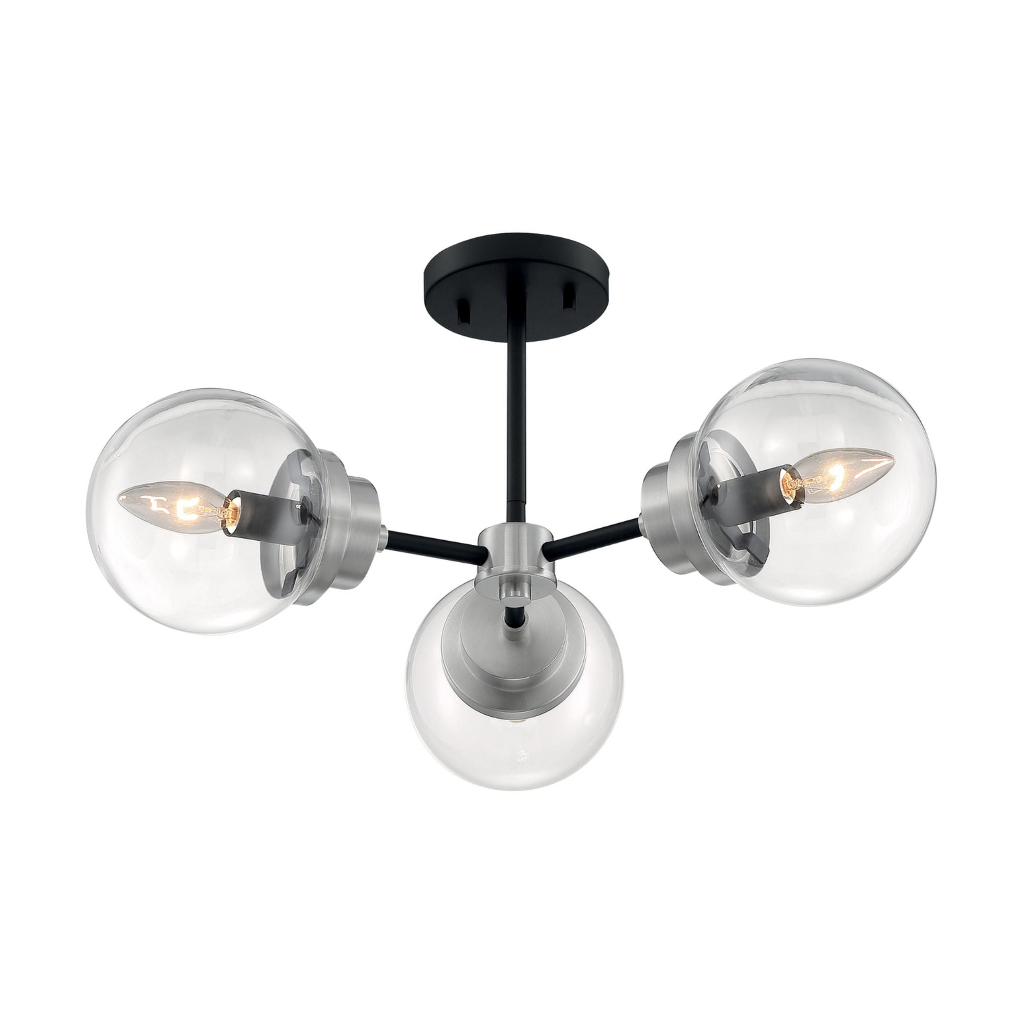 Axis 23" 3 Lights Semi Flush Mount, Black & Nickel Finish - Bees Lighting
