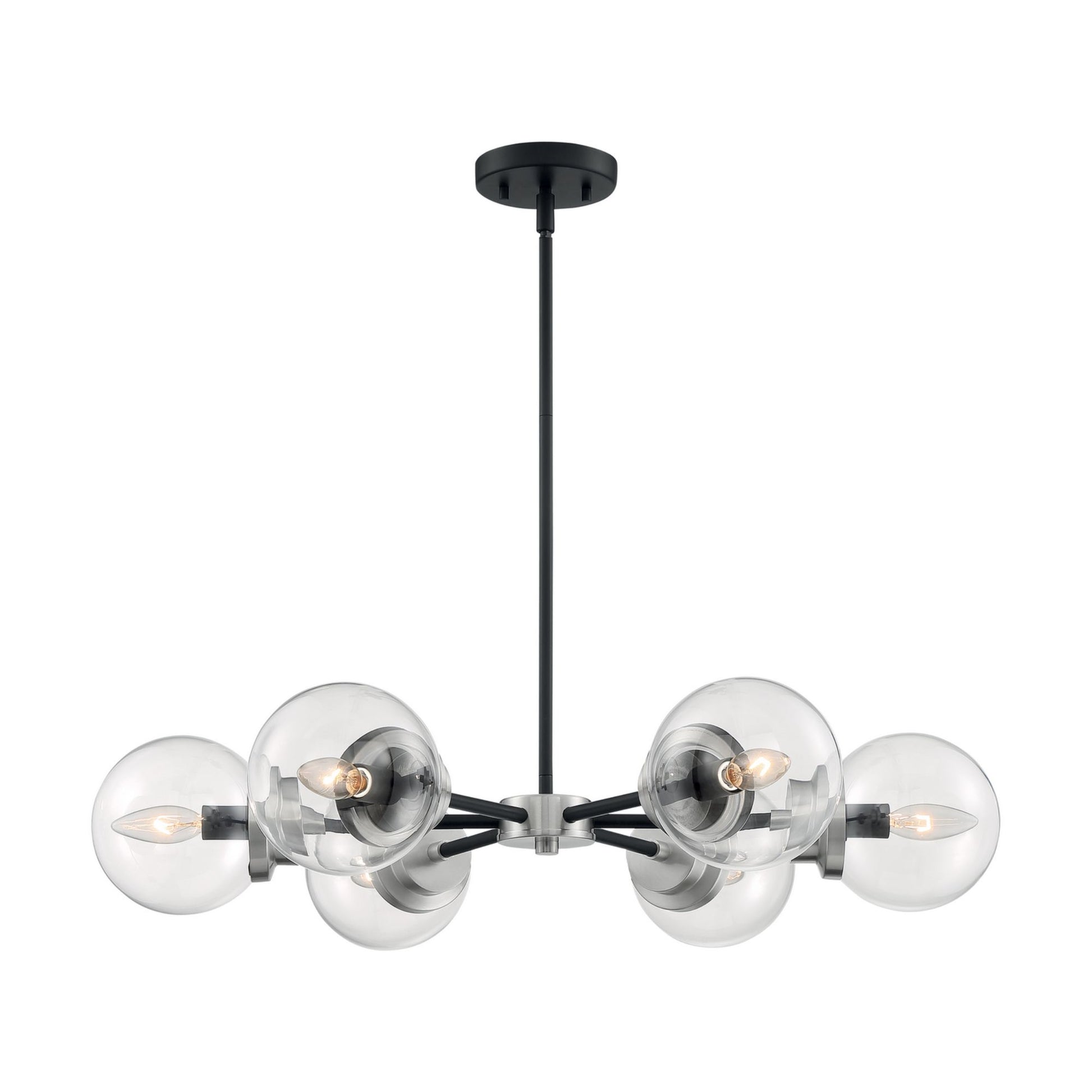 Axis 30" 6 Lights Chandelier, Black & Nickel Finish - Bees Lighting