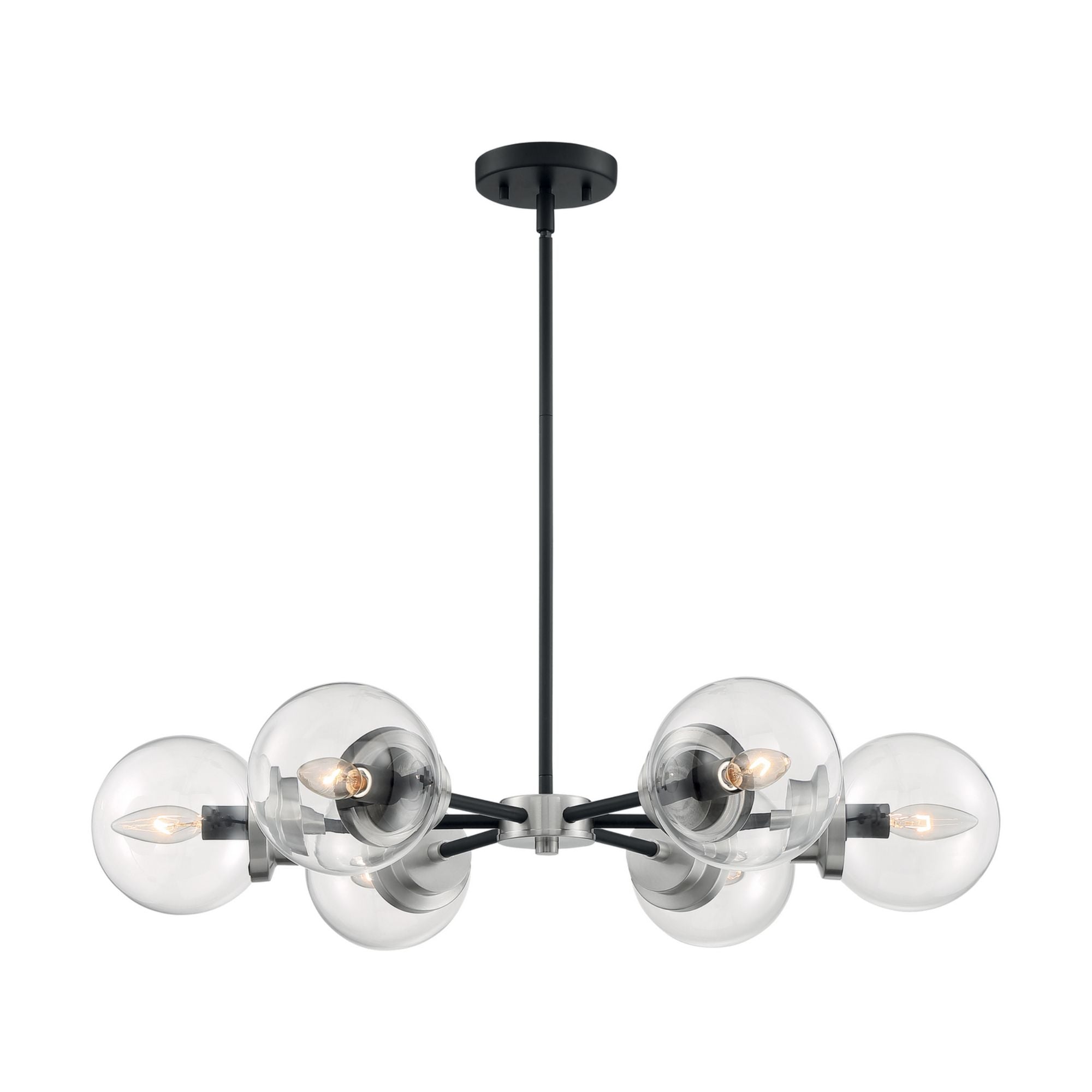 Axis 30" 6 Lights Chandelier, Black & Nickel Finish - Bees Lighting