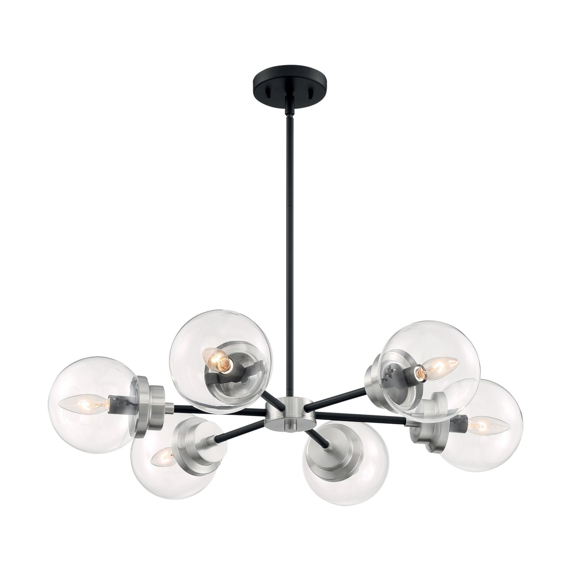 Axis 30" 6 Lights Chandelier, Black & Nickel Finish - Bees Lighting