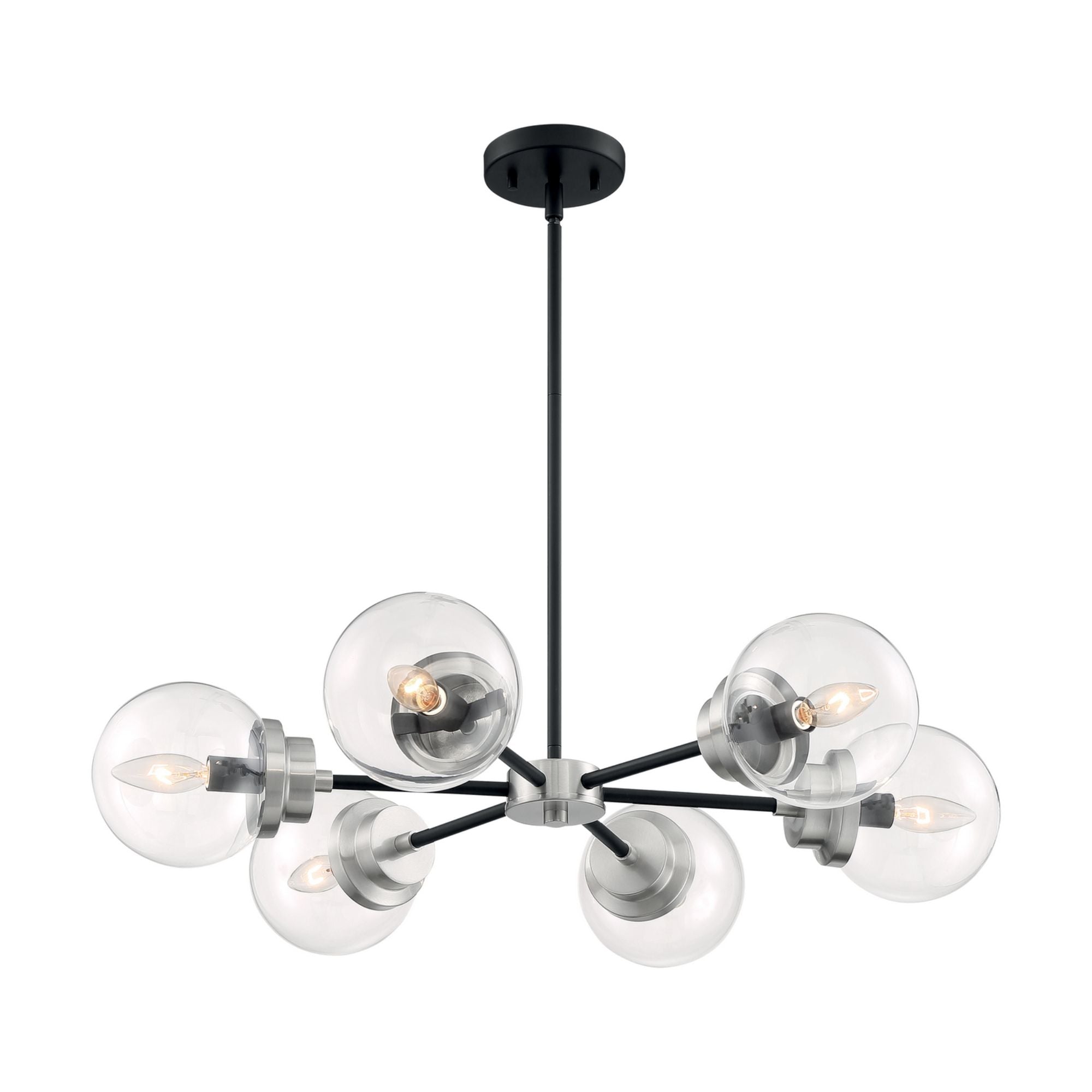 Axis 30" 6 Lights Chandelier, Black & Nickel Finish - Bees Lighting