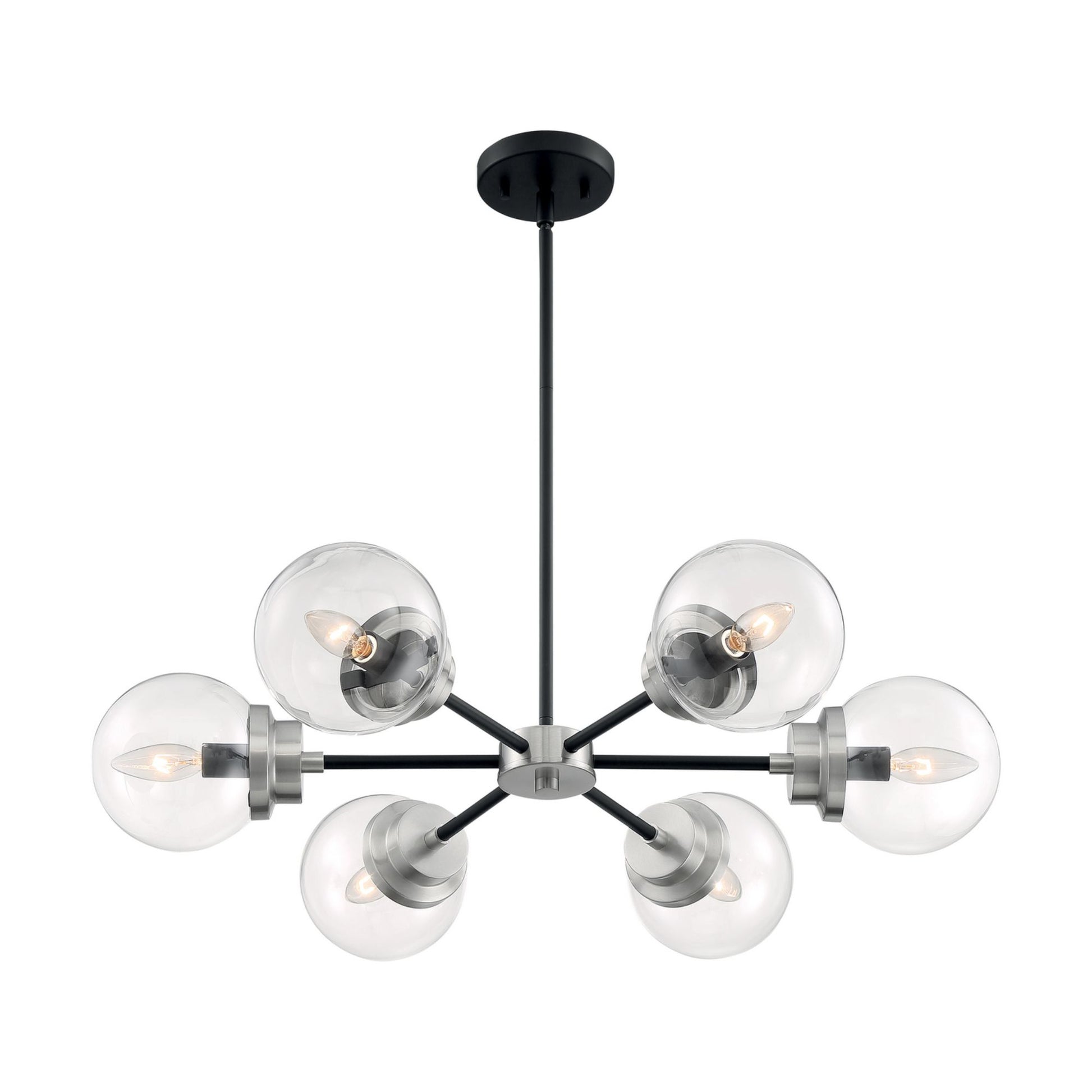 Axis 30 in. 6 Lights Chandelier, Clear Glass - Bees Lighting