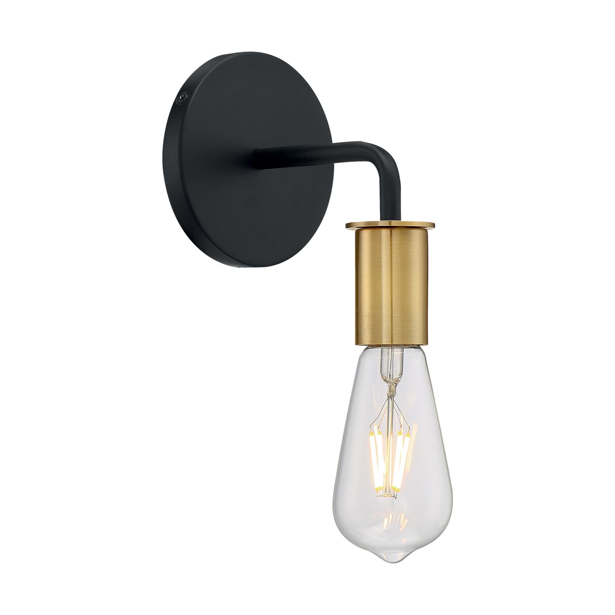 Ryder 6" Wall Sconce, Black / Brushed Brass Finish - Bees Lighting