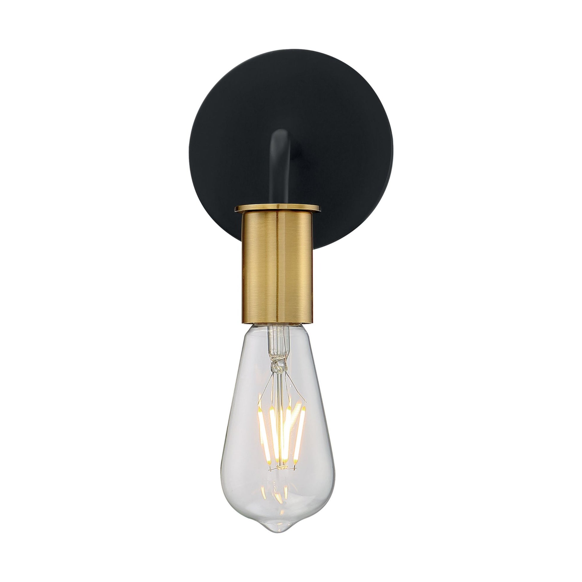 Ryder 6" Wall Sconce, Black / Brushed Brass Finish - Bees Lighting