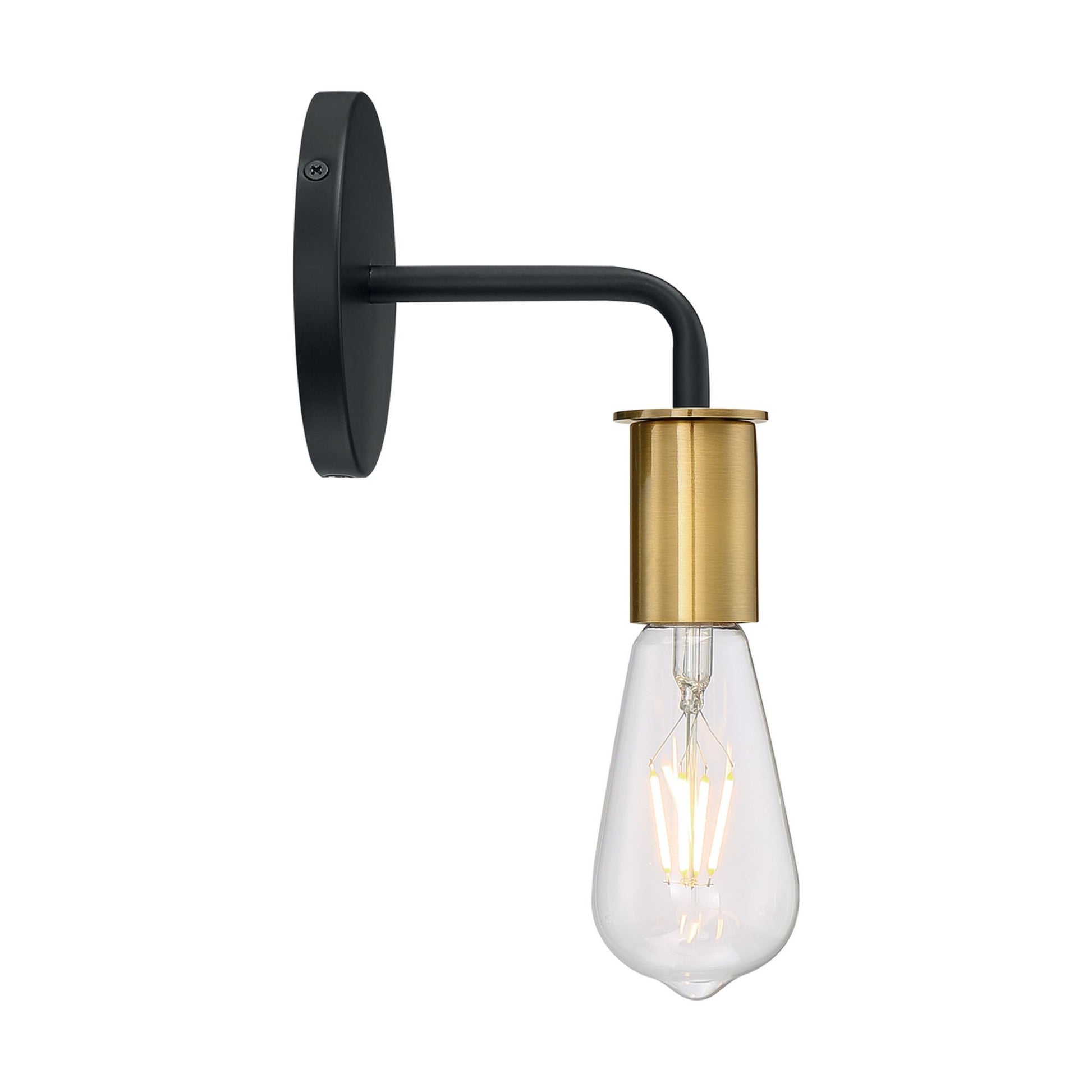 Ryder 6" Wall Sconce, Black / Brushed Brass Finish - Bees Lighting