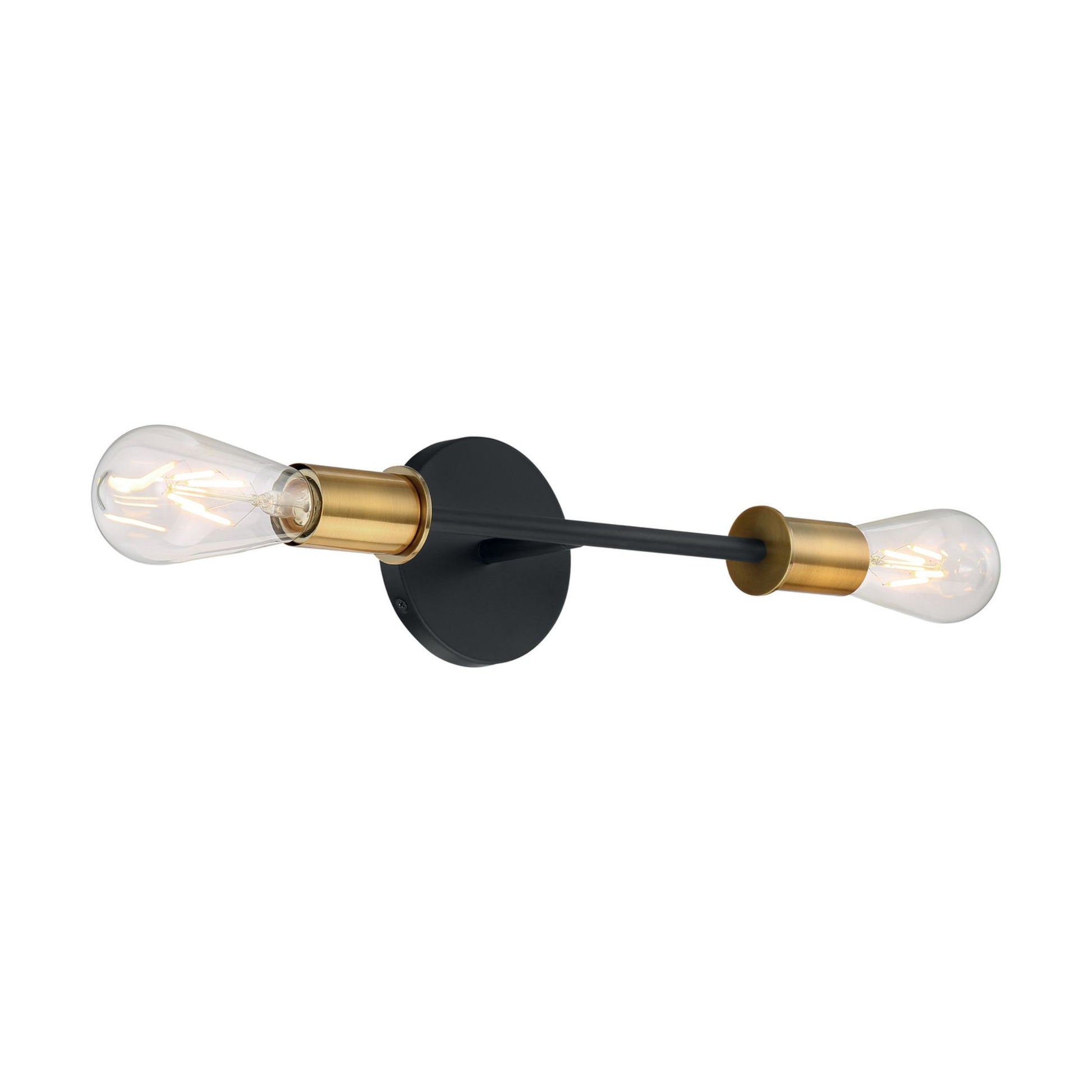 Ryder 15" 2-Light Vanity, Black / Brushed Brass Finish - Bees Lighting