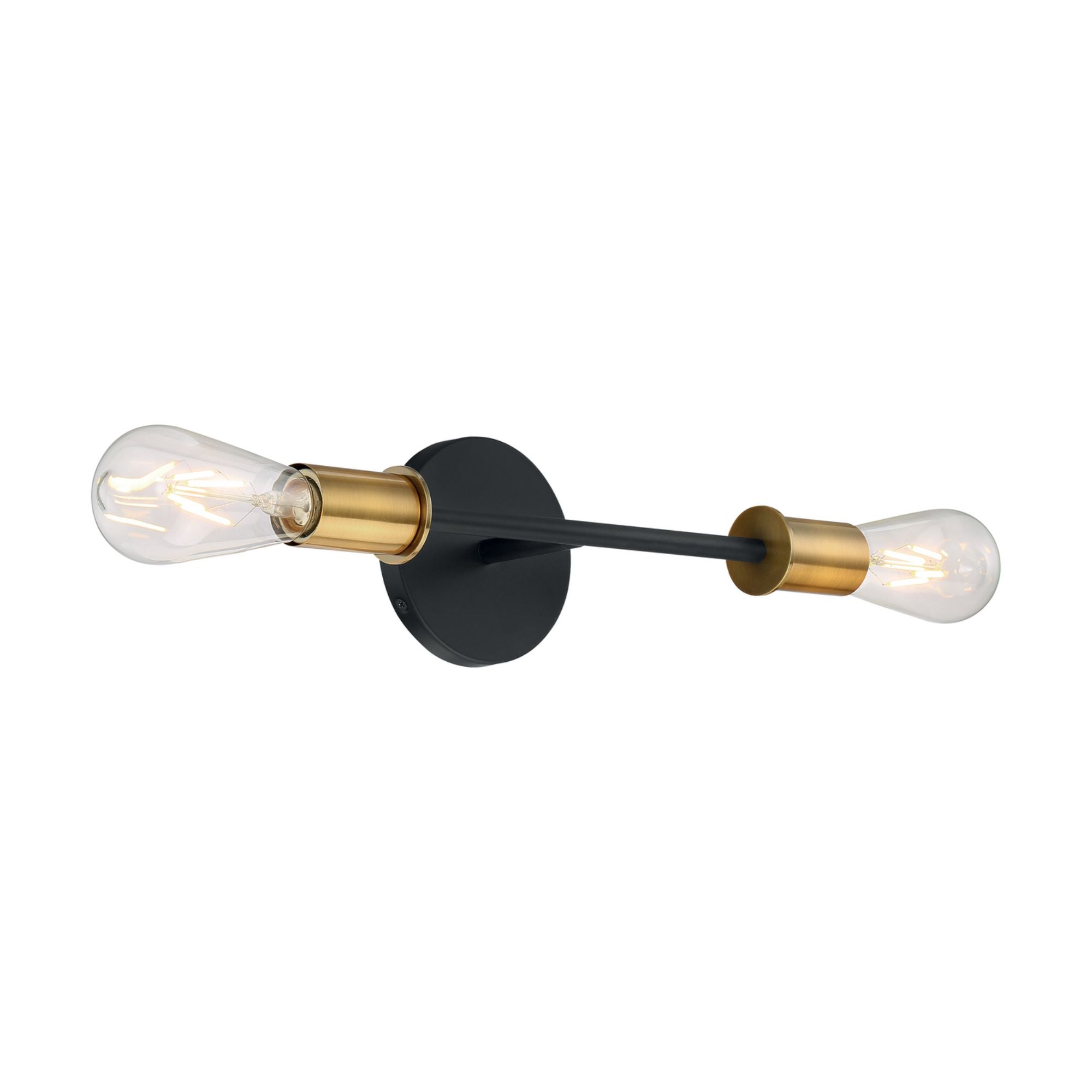 Ryder 15" 2-Light Vanity, Black / Brushed Brass Finish - Bees Lighting