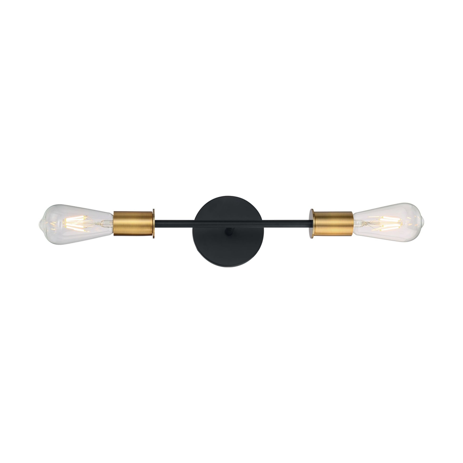Ryder 15" 2-Light Vanity, Black / Brushed Brass Finish - Bees Lighting
