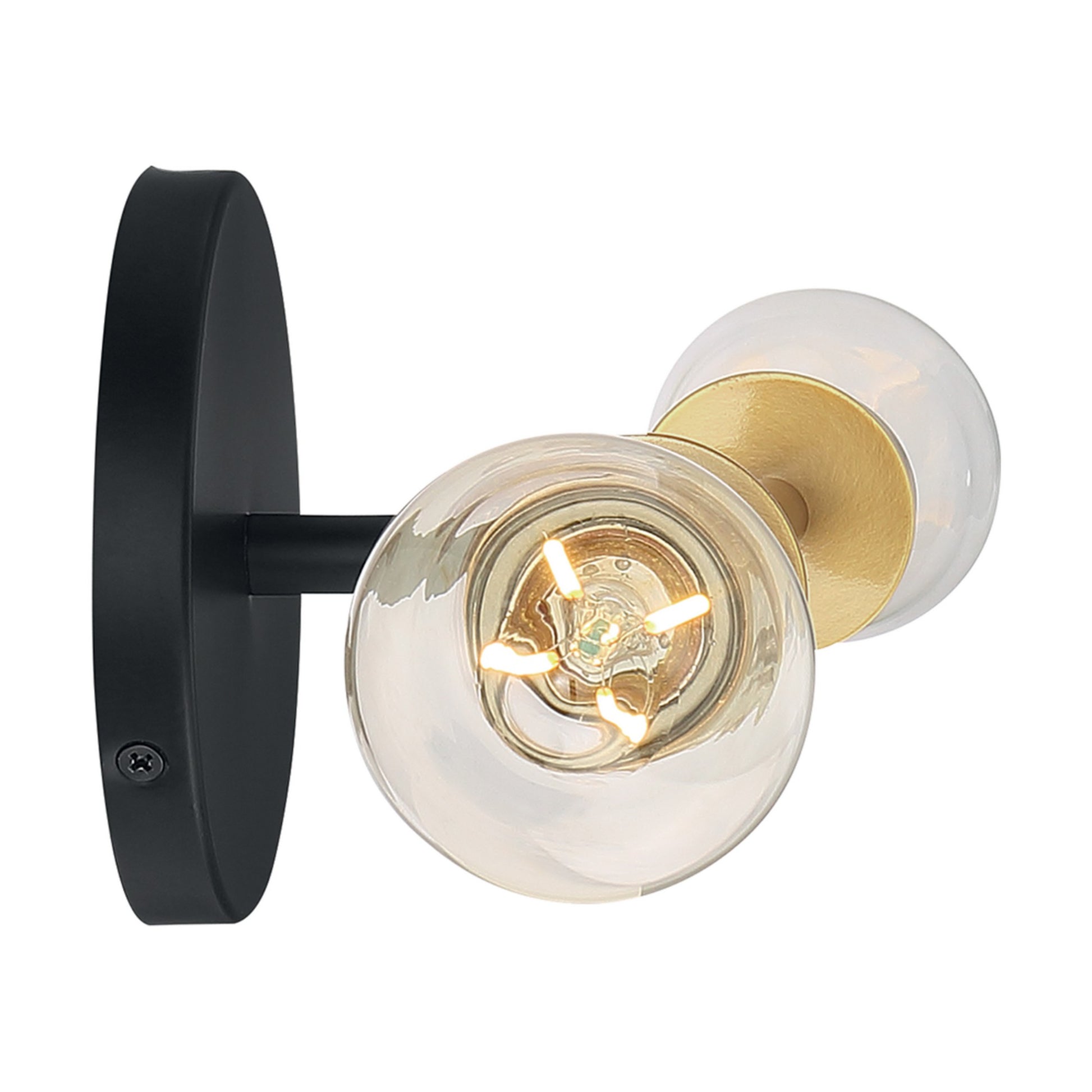 Ryder 15" 2-Light Vanity, Black / Brushed Brass Finish - Bees Lighting