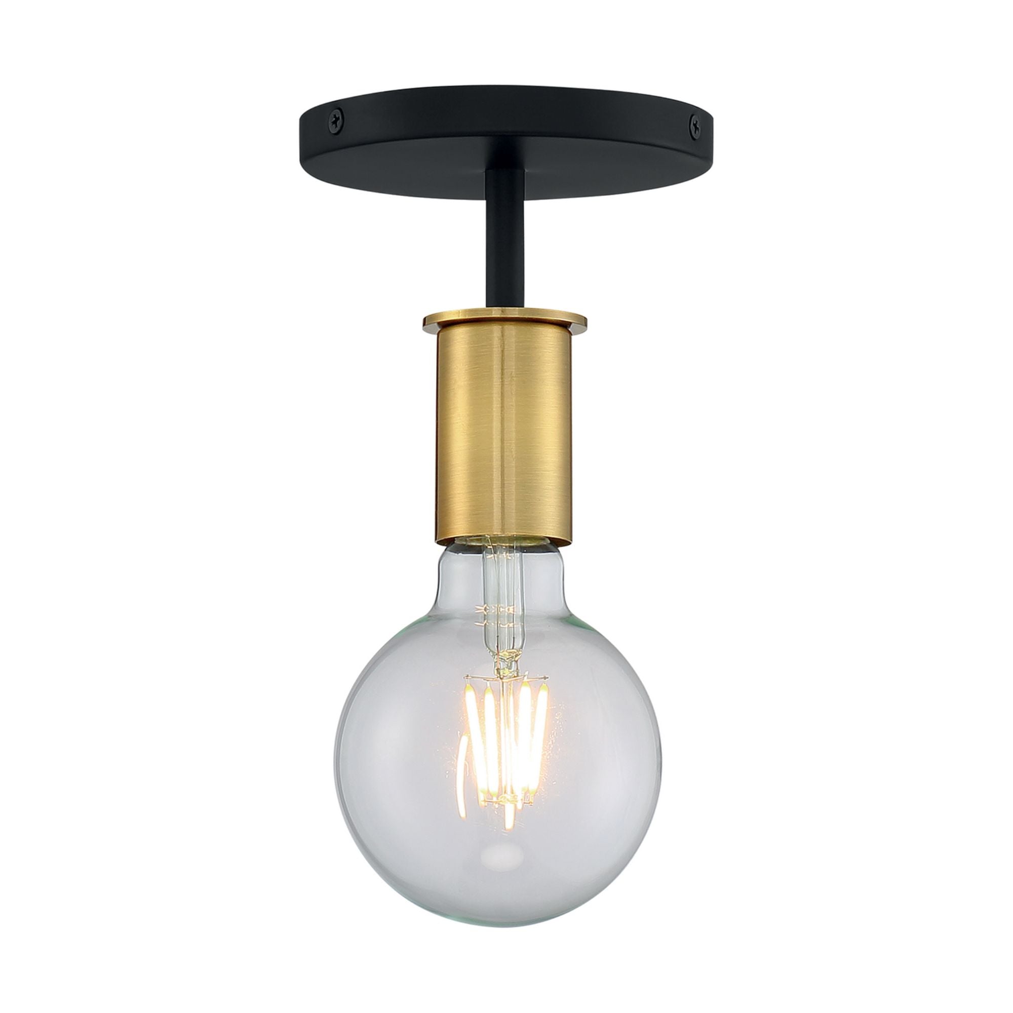 Ryder 5" Semi Flush Mount, Black / Brushed Brass Finish - Bees Lighting