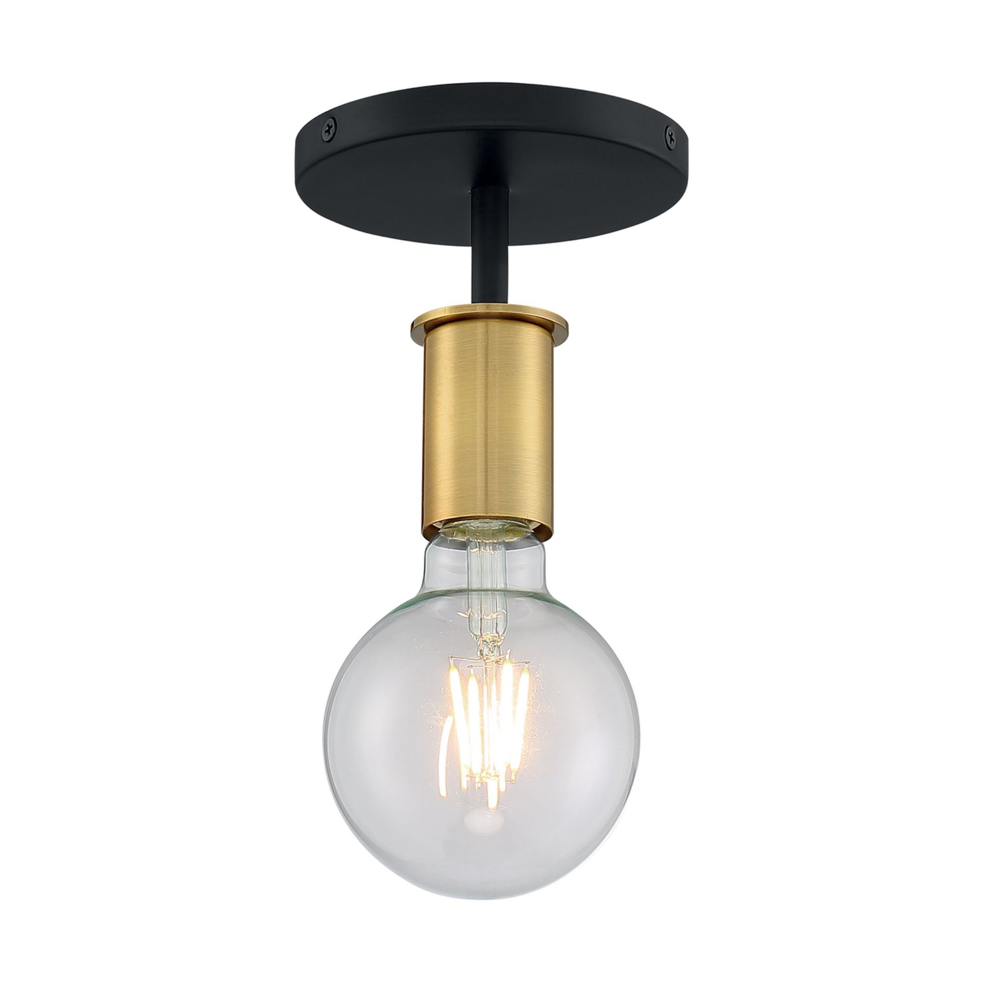 Ryder 5" Semi Flush Mount, Black / Brushed Brass Finish - Bees Lighting