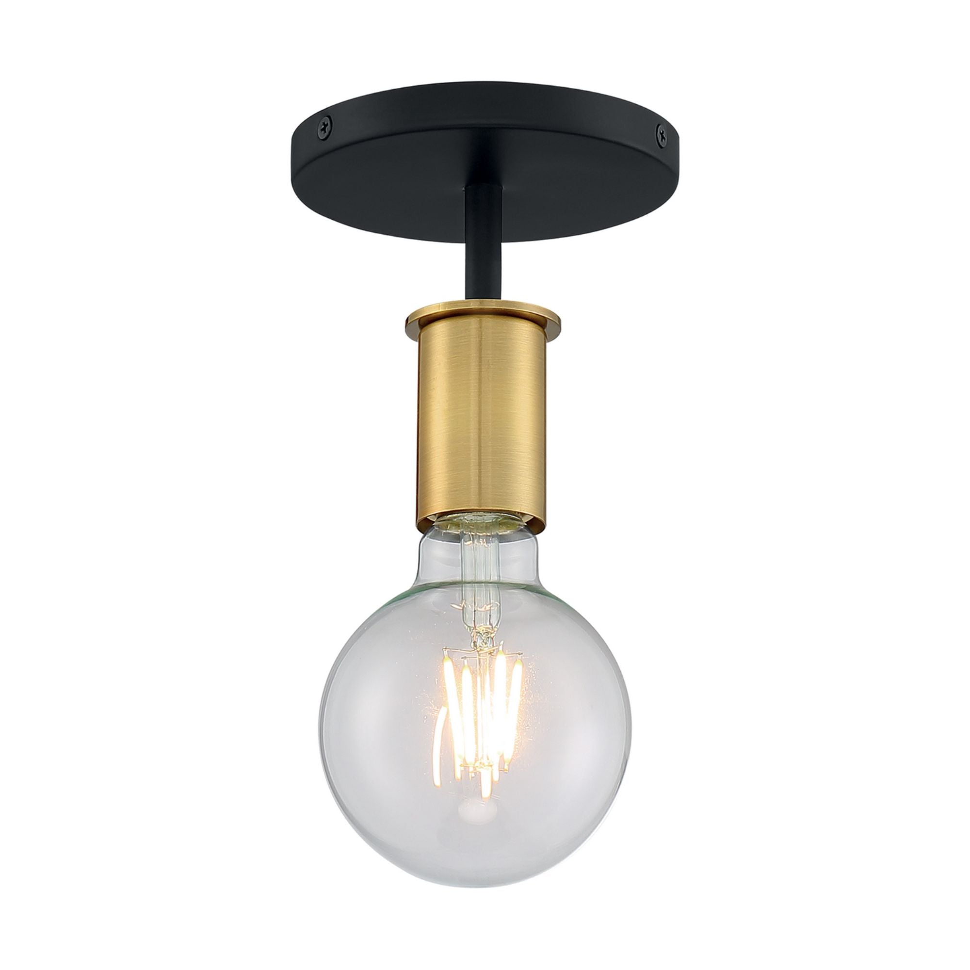 Ryder 5" Semi Flush Mount, Black / Brushed Brass Finish - Bees Lighting