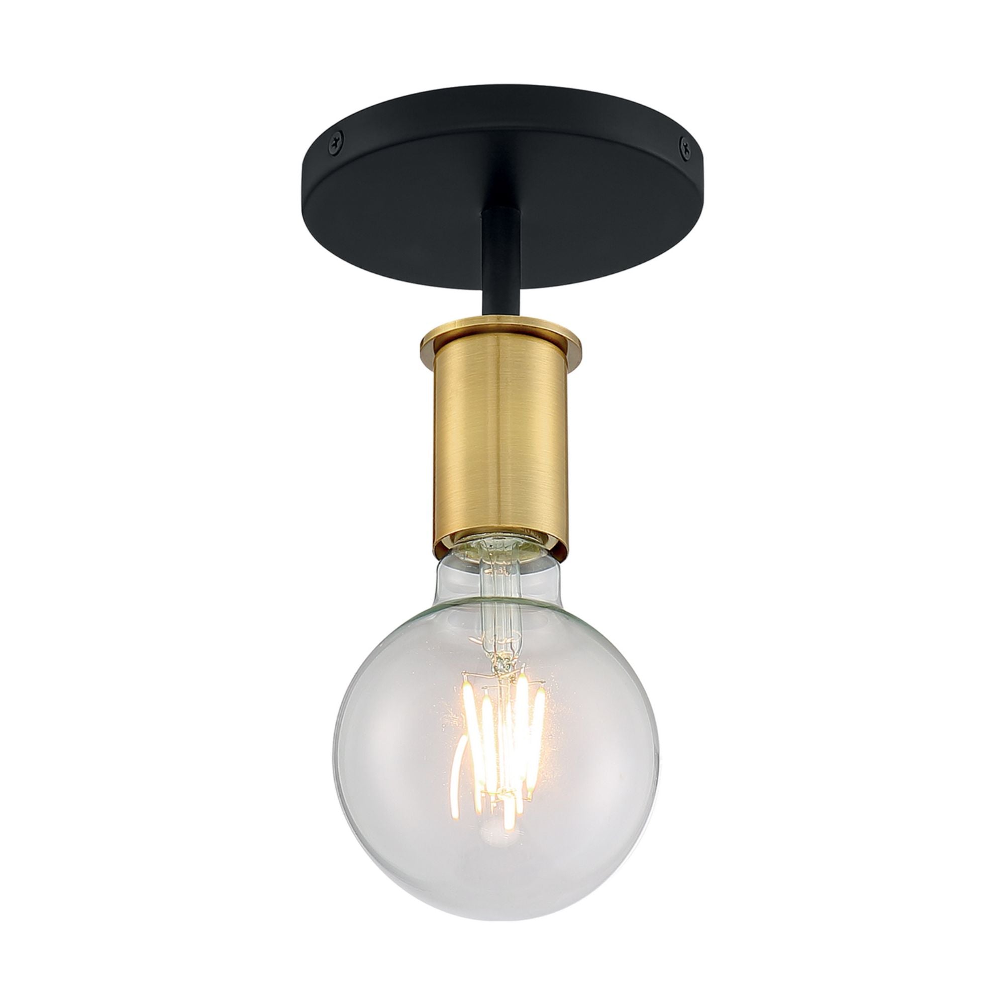 Ryder 5" Semi Flush Mount, Black / Brushed Brass Finish - Bees Lighting