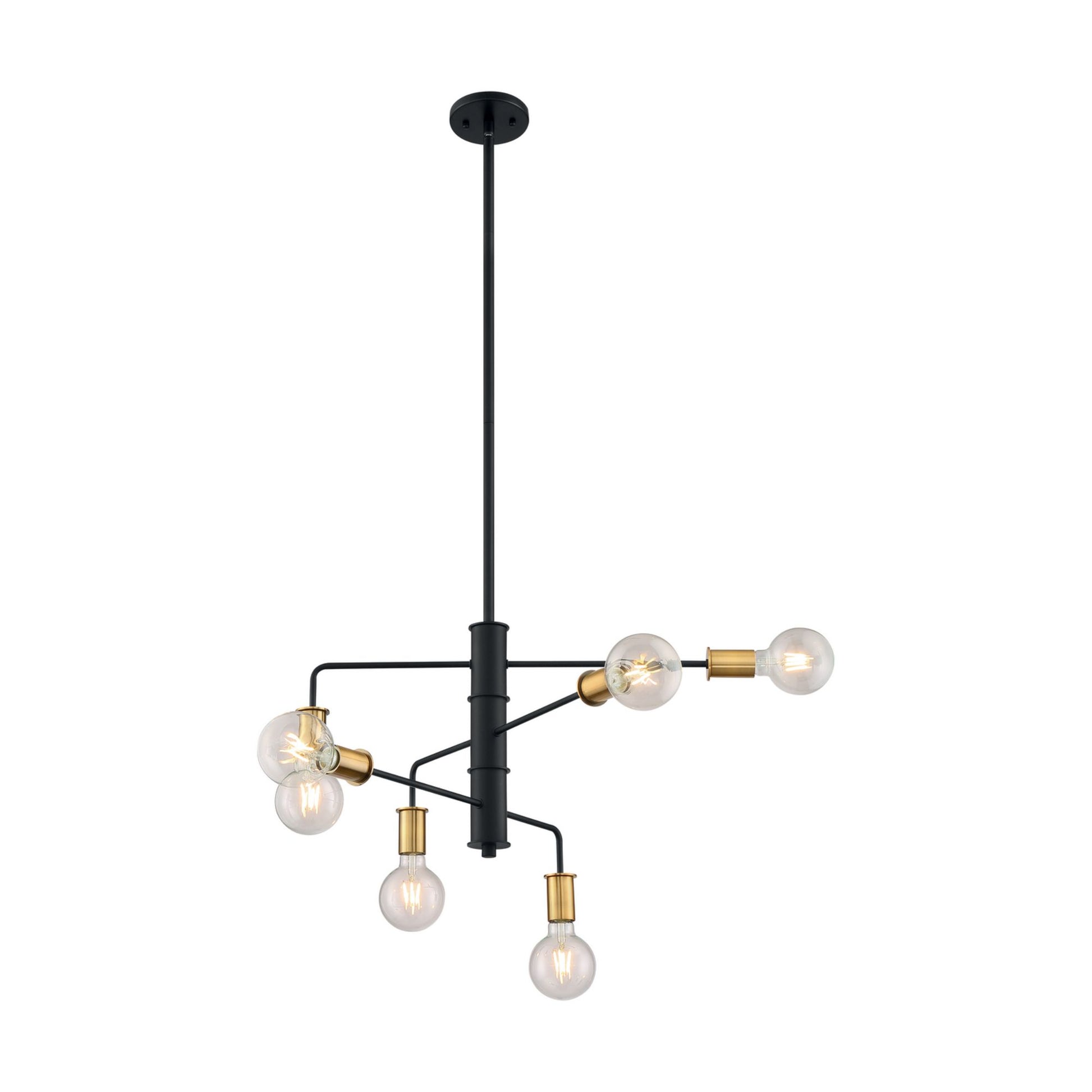 Ryder 25" 6-Light Chandelier, Black / Brushed Brass Finish - Bees Lighting