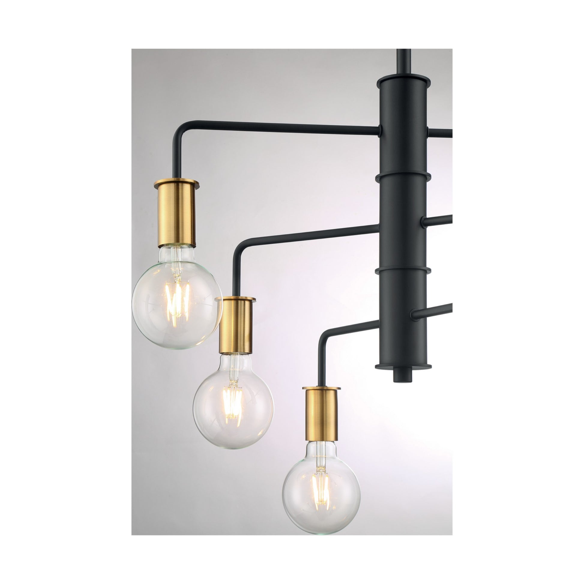Ryder 25" 6-Light Chandelier, Black / Brushed Brass Finish - Bees Lighting