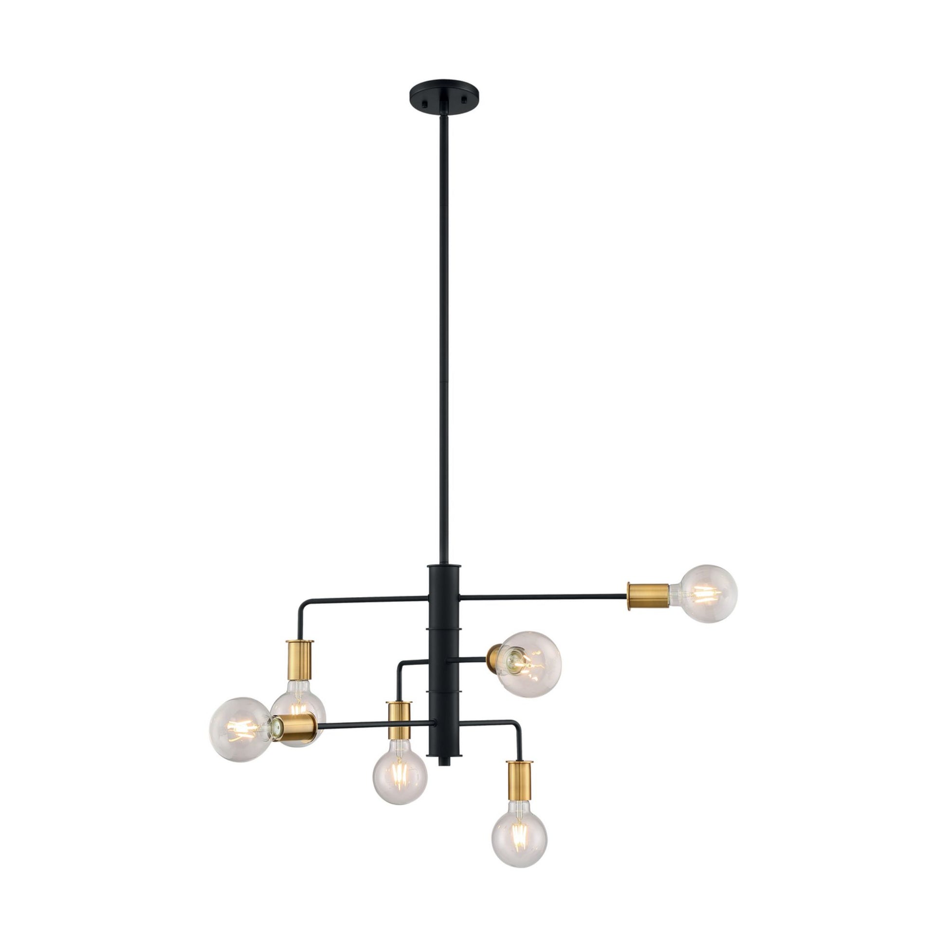 Ryder 25" 6-Light Chandelier, Black / Brushed Brass Finish - Bees Lighting