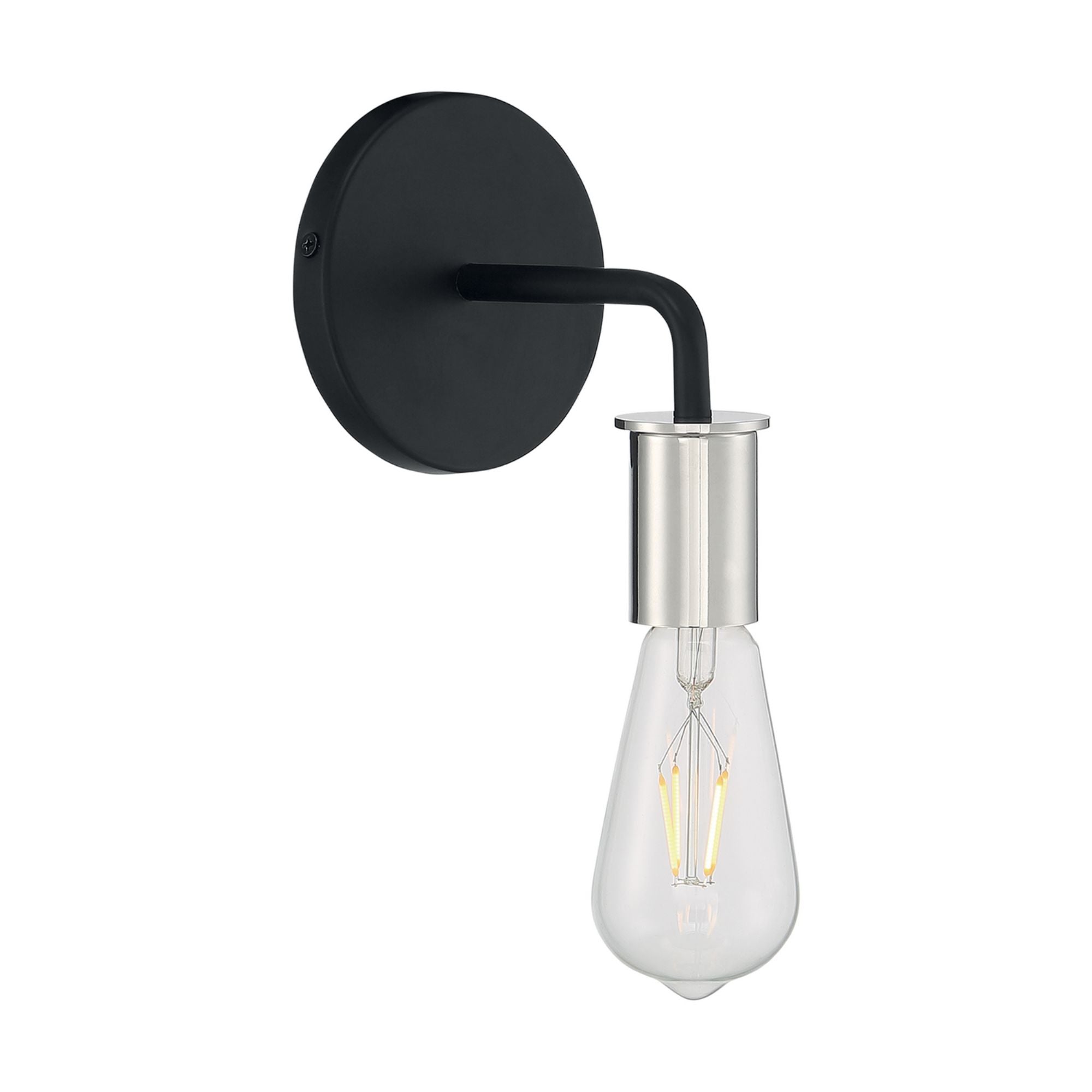 Ryder 6" Wall Sconce, Black / Polished Nickel Finish - Bees Lighting
