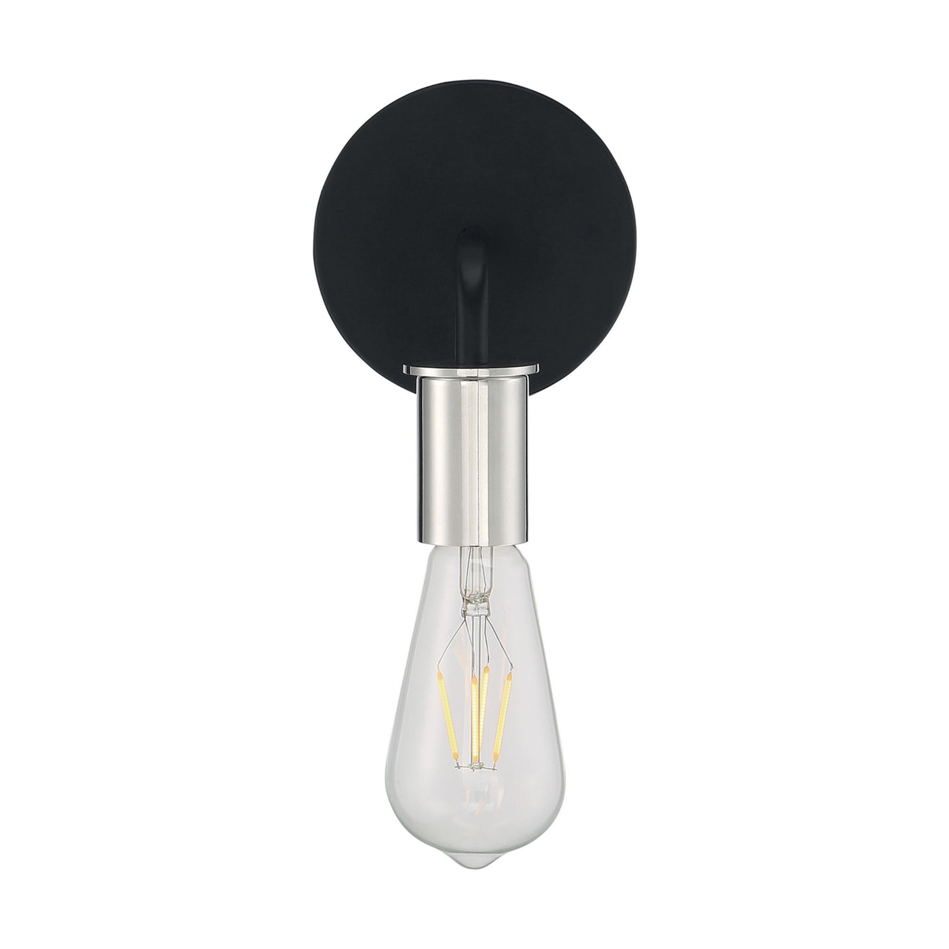 Ryder 6" Wall Sconce, Black / Polished Nickel Finish - Bees Lighting