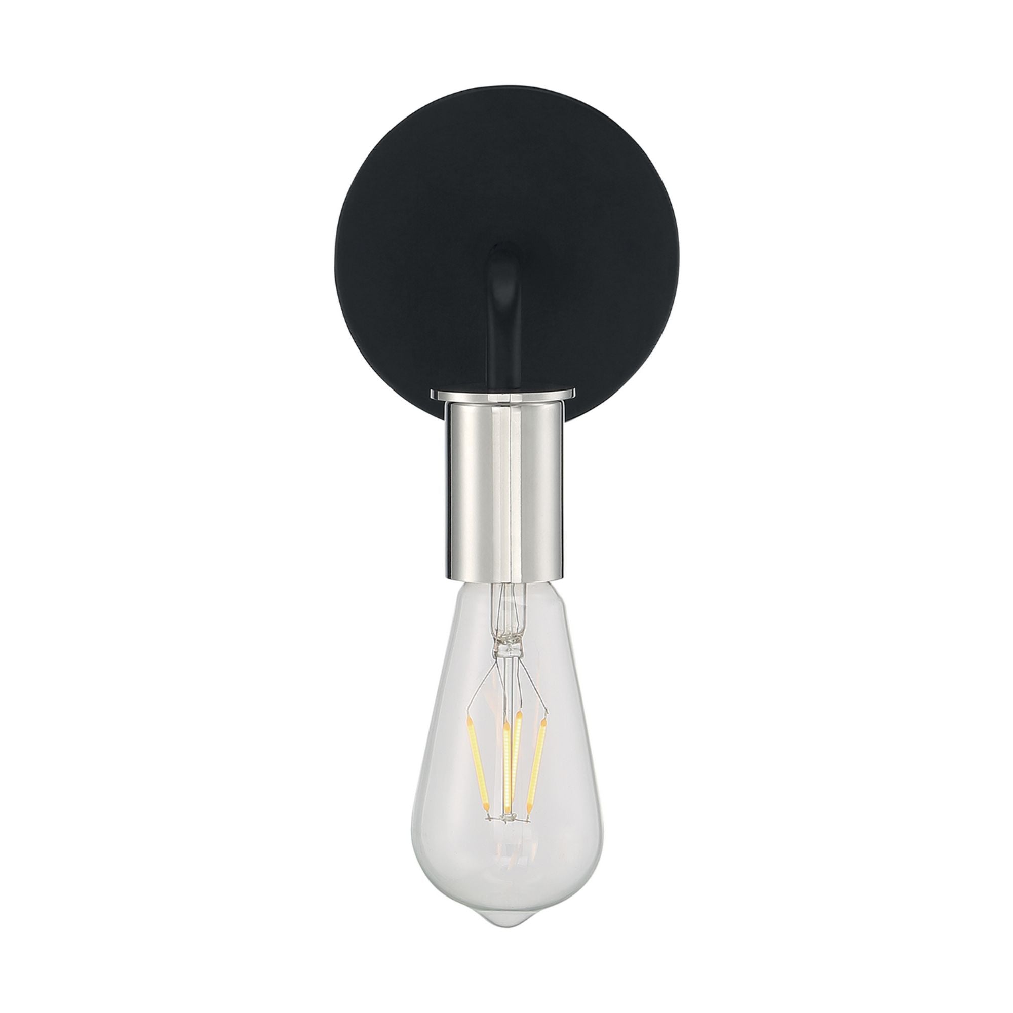 Ryder 6" Wall Sconce, Black / Polished Nickel Finish - Bees Lighting
