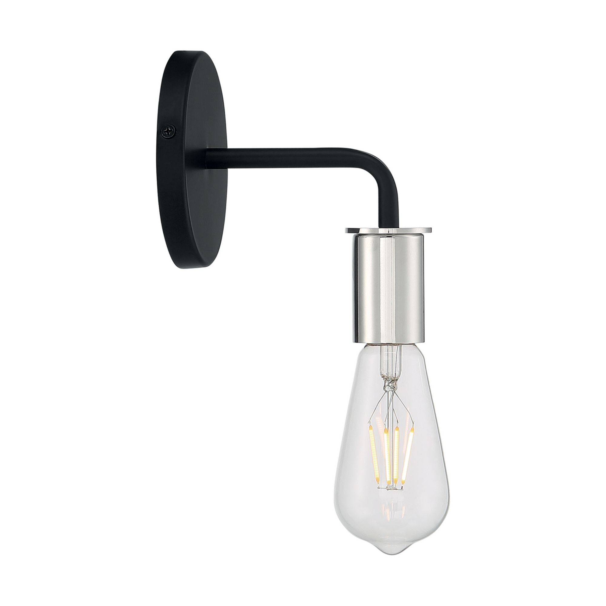 Ryder 6" Wall Sconce, Black / Polished Nickel Finish - Bees Lighting