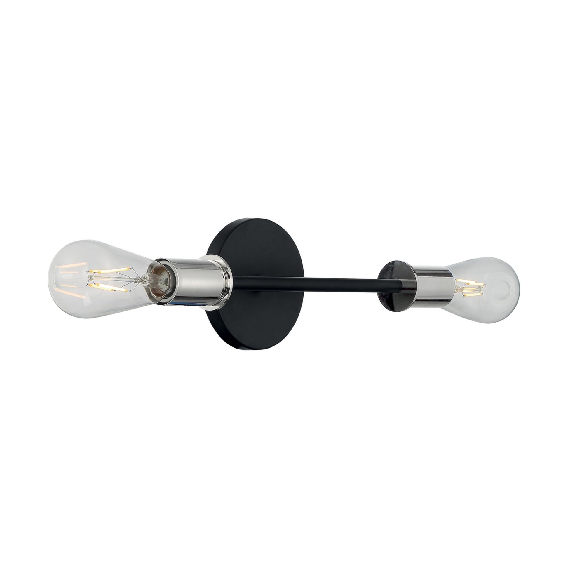 Ryder 15" 2-Light Vanity, Black / Polished Nickel Finish - Bees Lighting