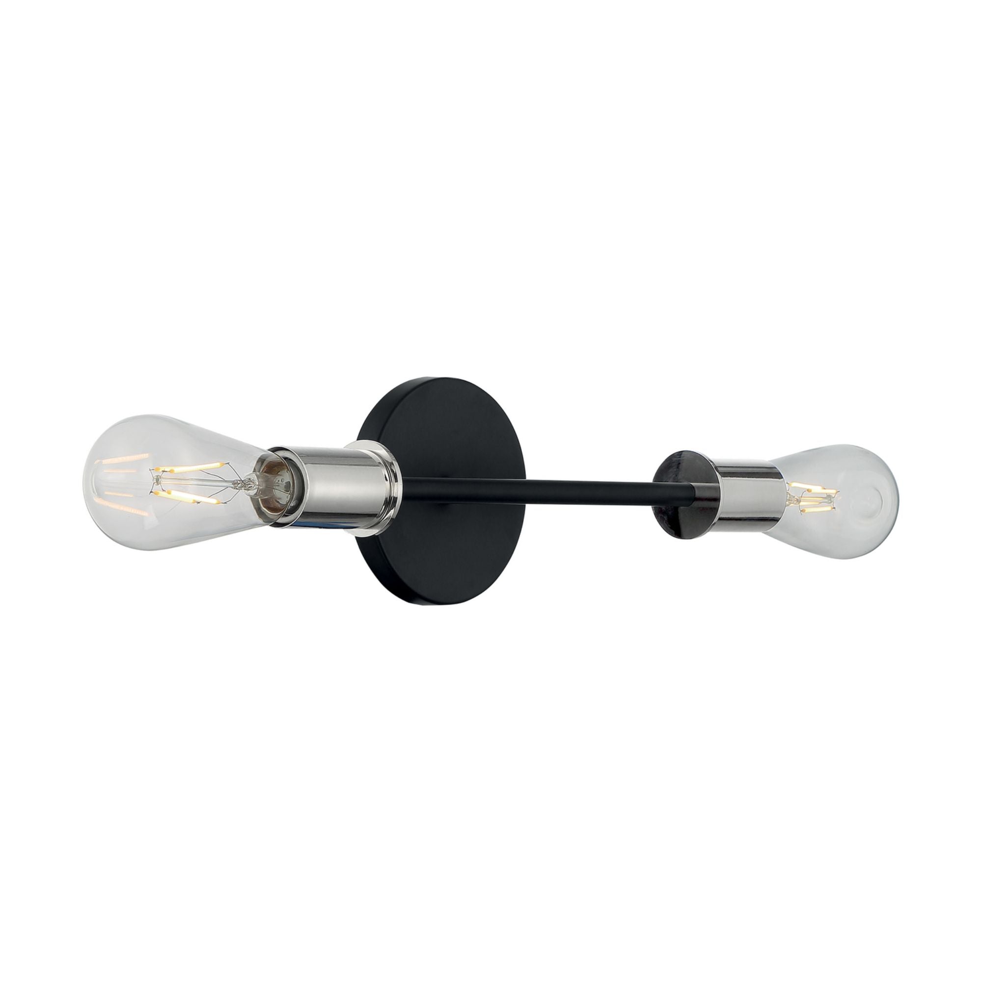 Ryder 15" 2-Light Vanity, Black / Polished Nickel Finish - Bees Lighting