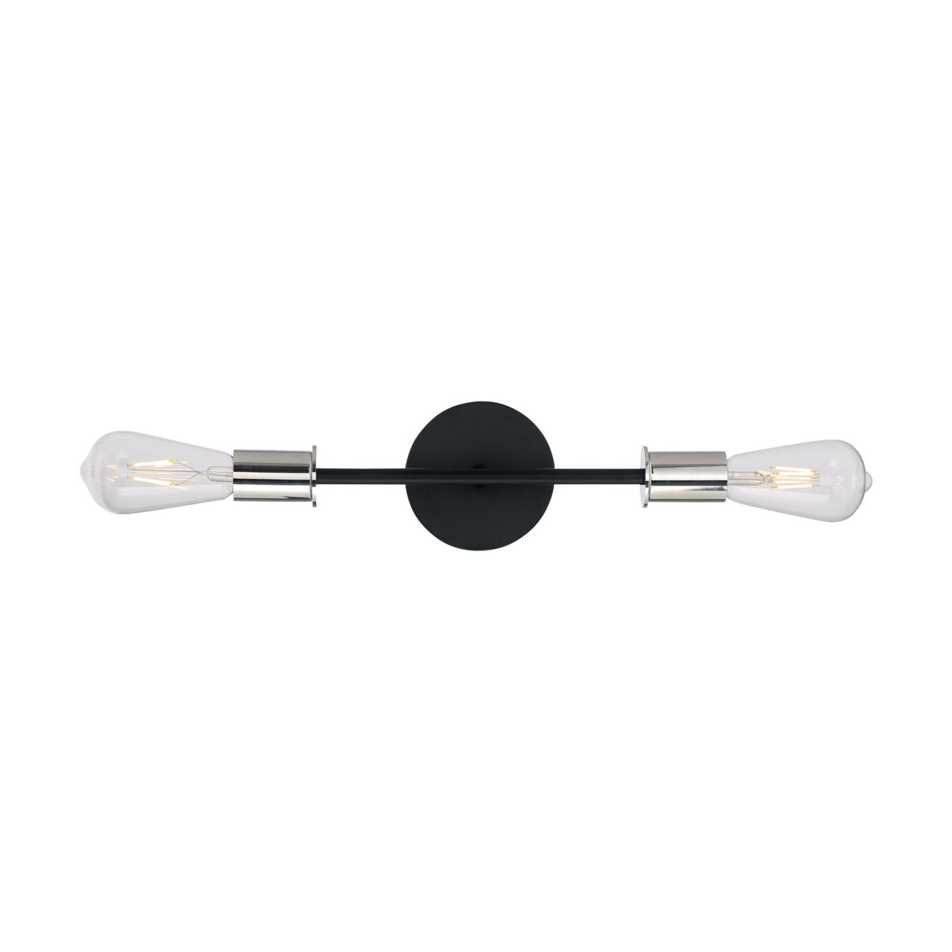 Ryder 15" 2-Light Vanity, Black / Polished Nickel Finish - Bees Lighting